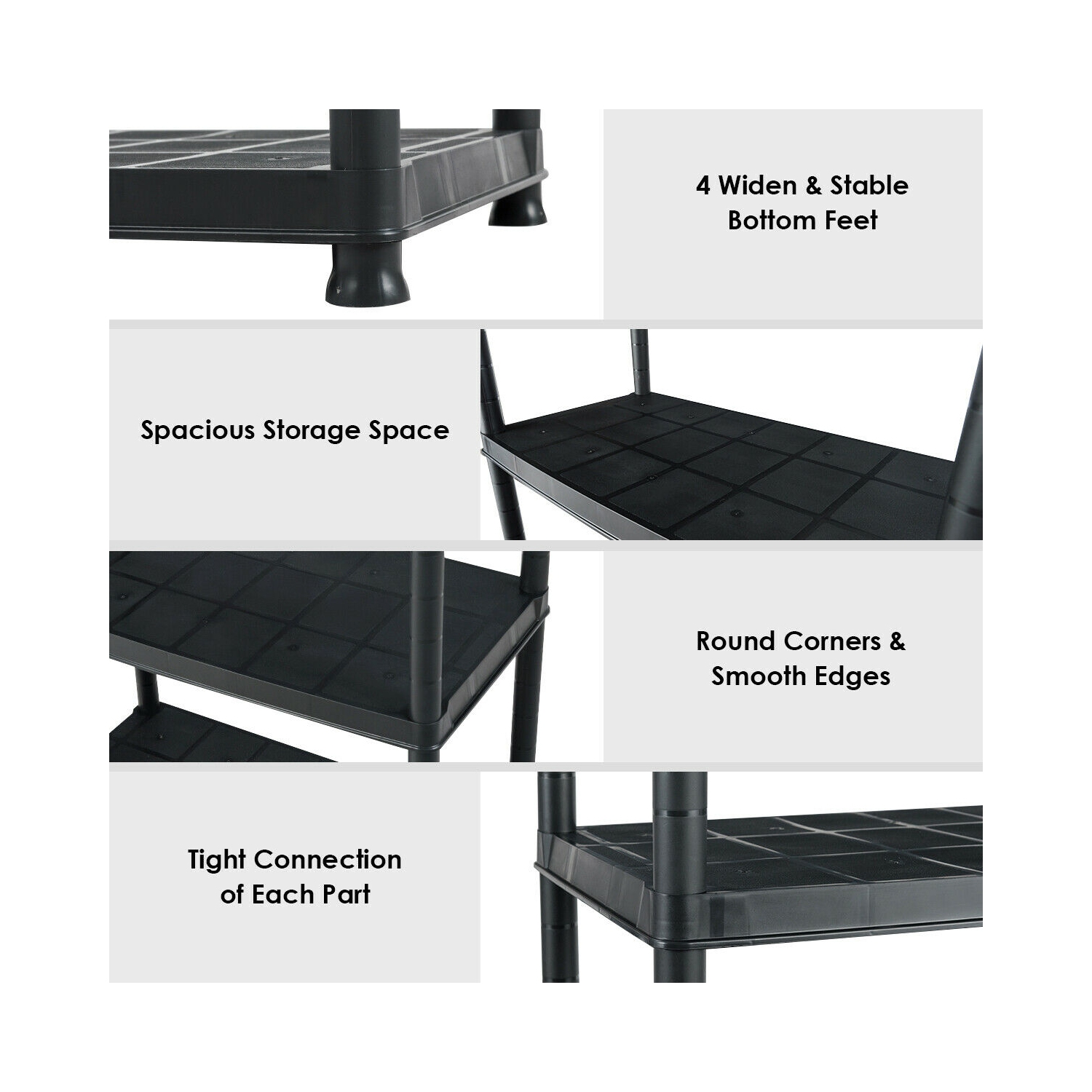 Gymax 2 PCS 5-Tier Ventilated Shelving Storage Rack Free Standing Multi-Use Shelf Unit