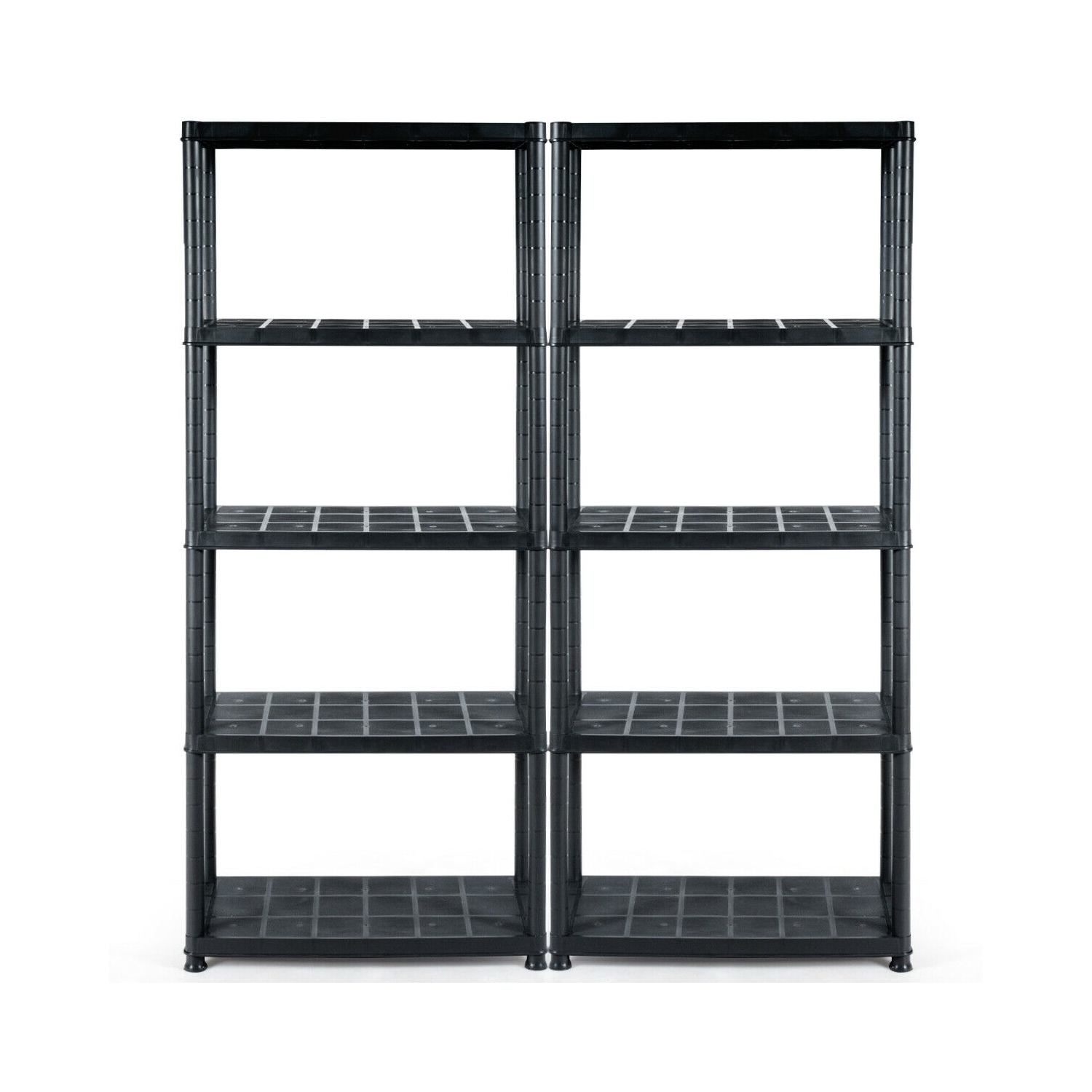 Gymax 2 PCS 5-Tier Ventilated Shelving Storage Rack Free Standing Multi-Use Shelf Unit