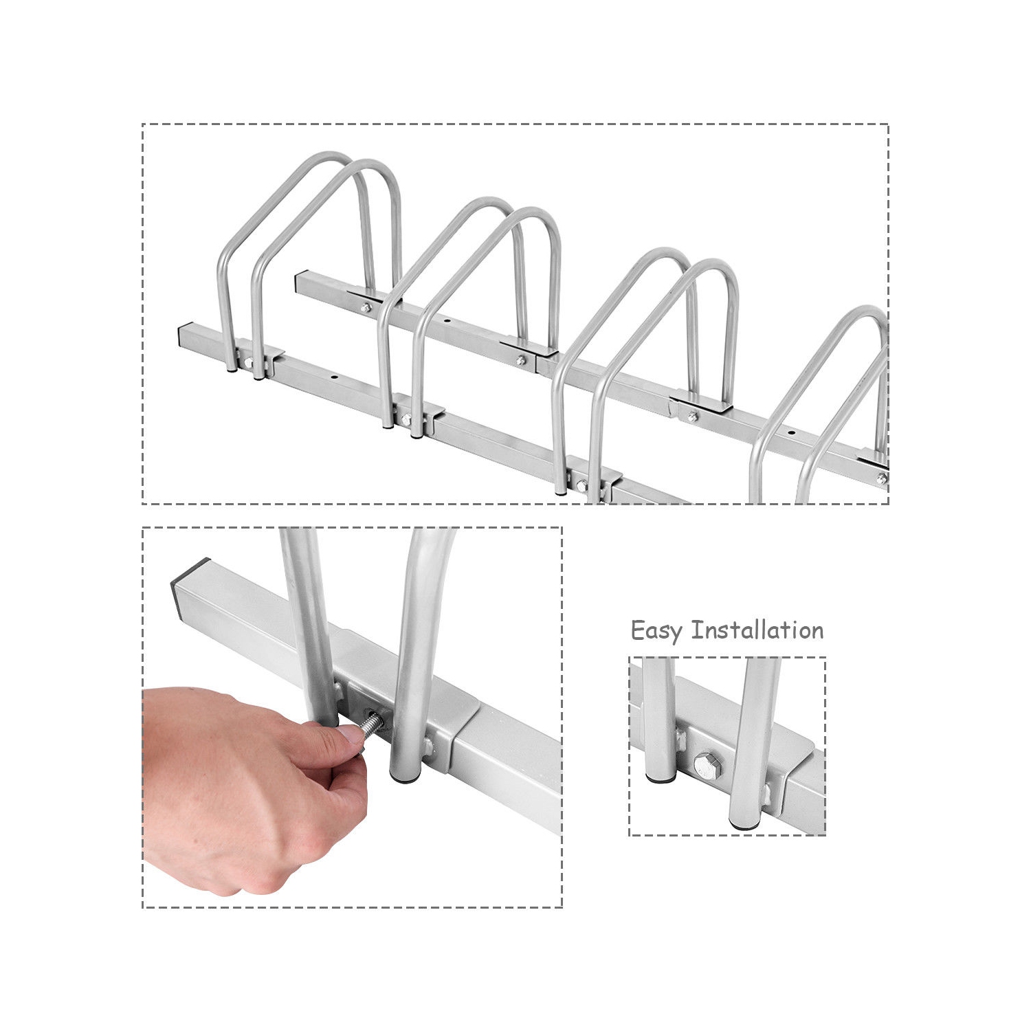 Gymax 6 Bike Bicycle Stand Parking Garage Storage Cycling Rack Silver