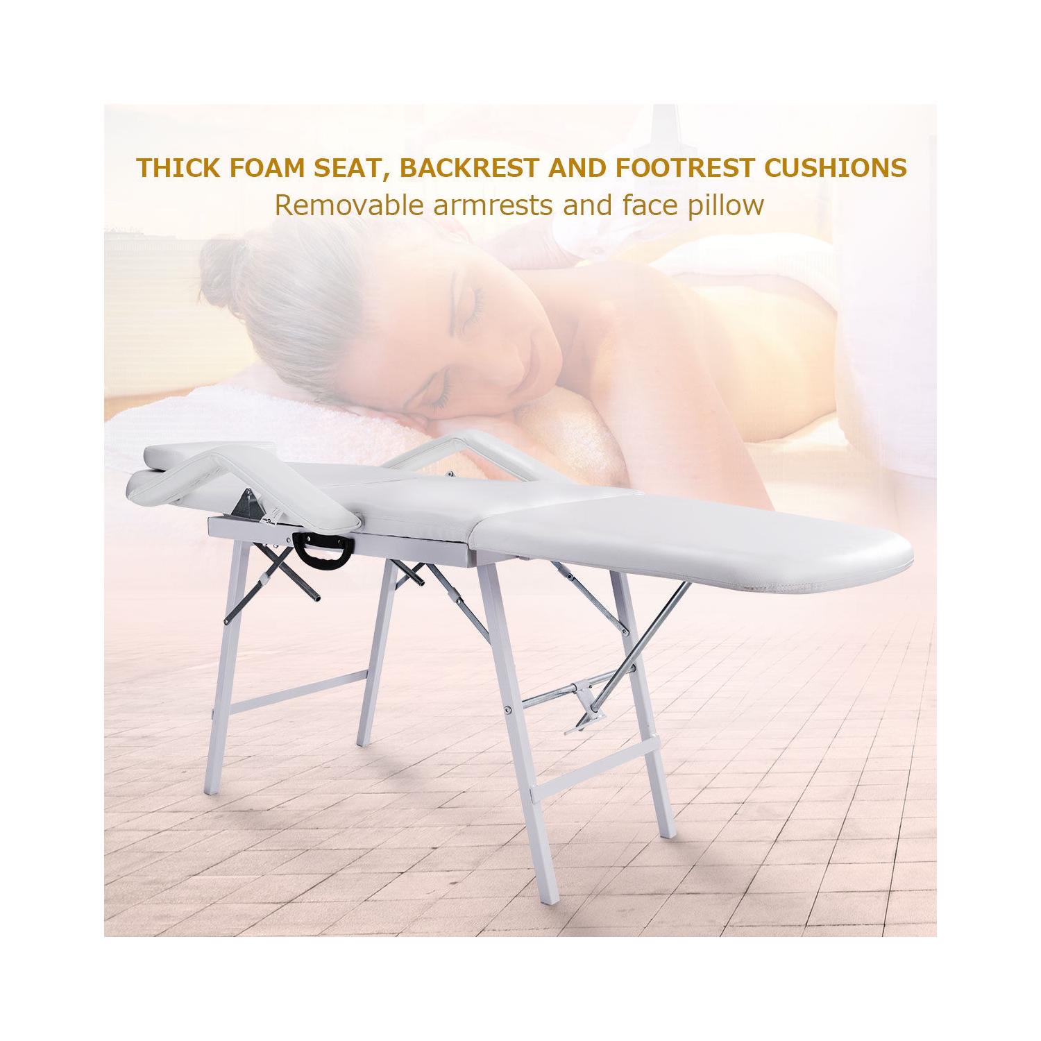 Gymax Tattoo Parlor Spa Salon Facial Bed Beauty Massage Portable White