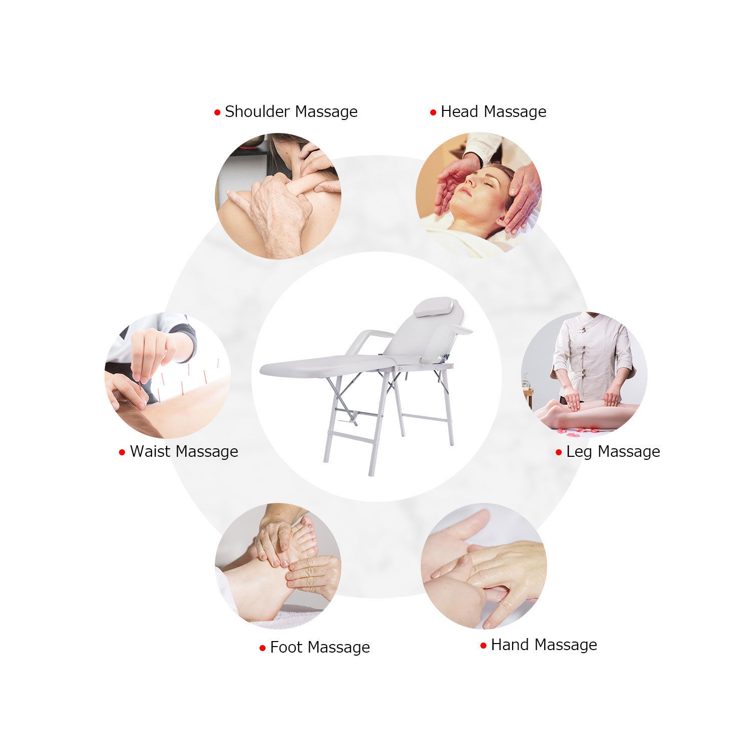 Gymax Tattoo Parlor Spa Salon Facial Bed Beauty Massage Portable White