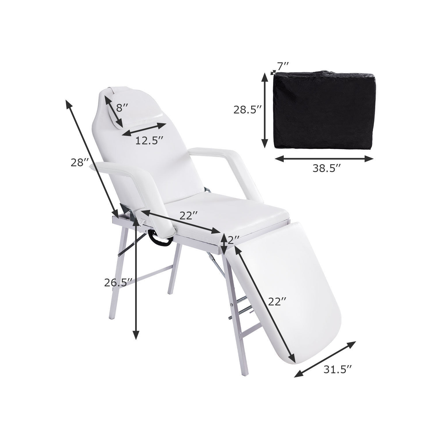 Gymax Tattoo Parlor Spa Salon Facial Bed Beauty Massage Portable White