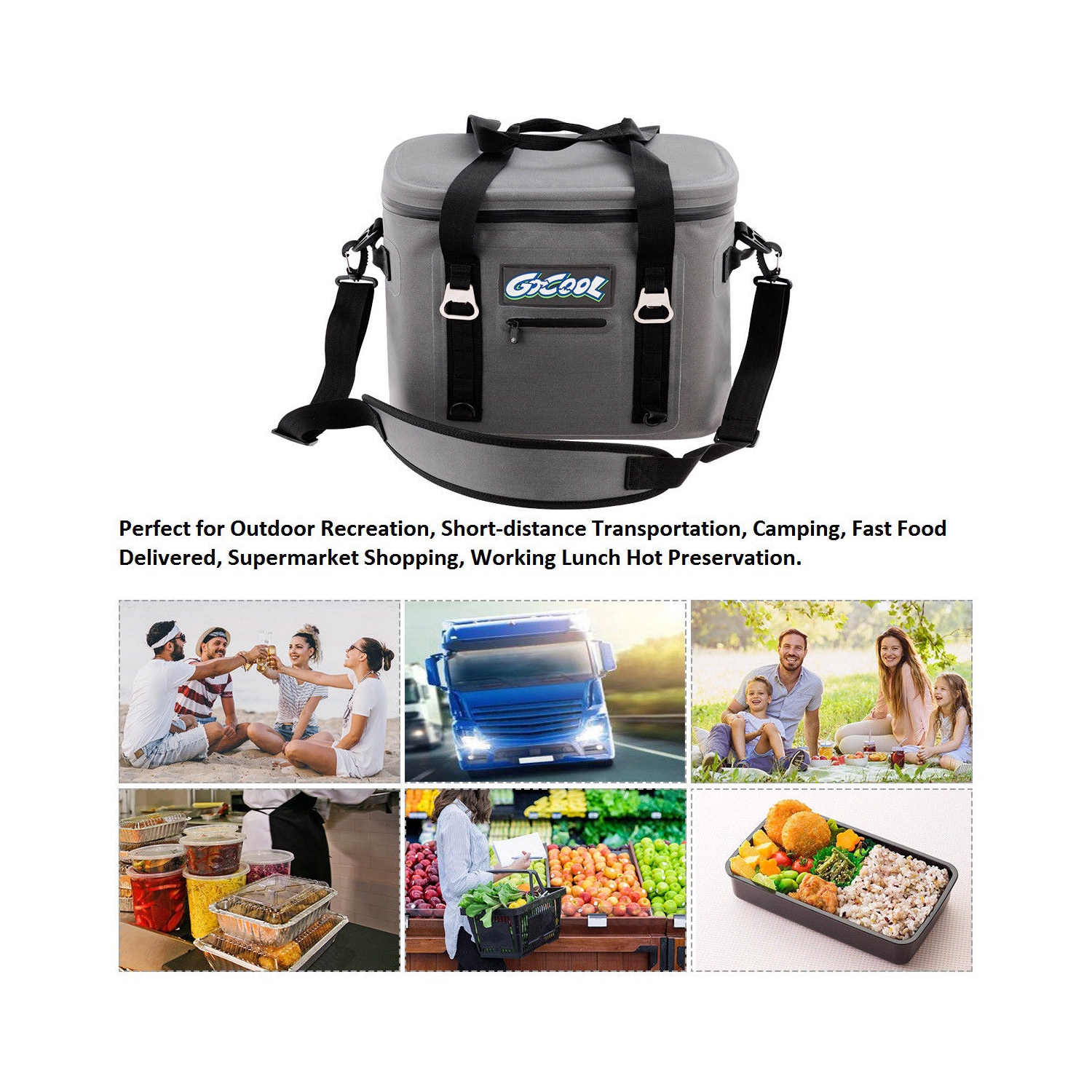 Gymax Insulated Lunch Box Lunch Bag 24-Can Soft Cooler Bag Water-Resistant Leakproof