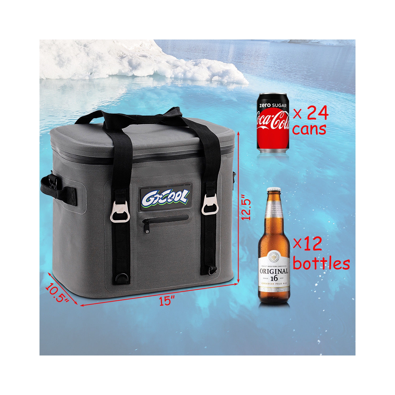 Gymax Insulated Lunch Box Lunch Bag 24-Can Soft Cooler Bag Water-Resistant Leakproof