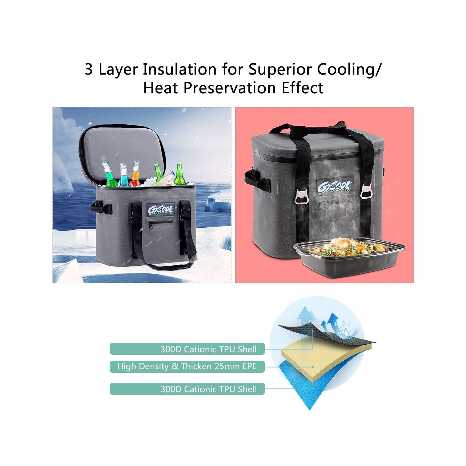 Gymax Insulated Lunch Box Lunch Bag 24-Can Soft Cooler Bag Water-Resistant Leakproof