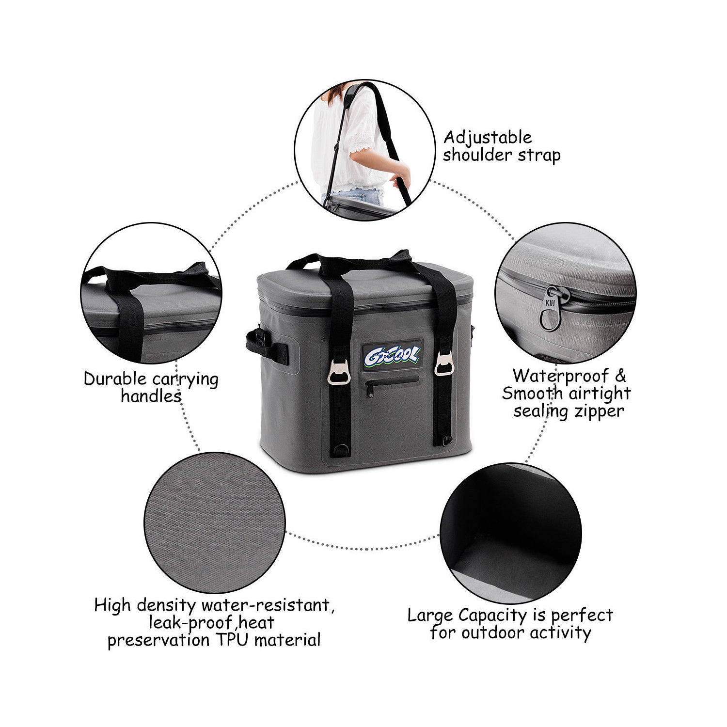 Gymax Insulated Lunch Box Lunch Bag 24-Can Soft Cooler Bag Water-Resistant Leakproof