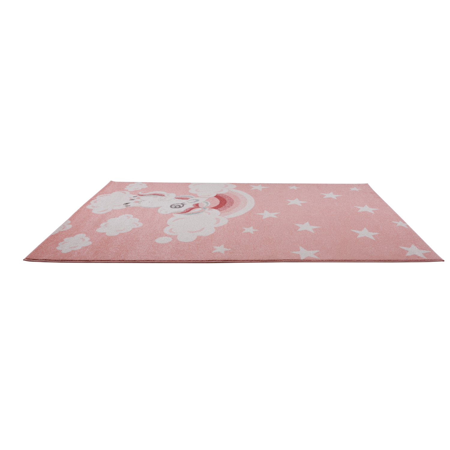 Tapis pour enfants rose pâle doux avec adorable licorne et étoiles blanches, 6 x 9