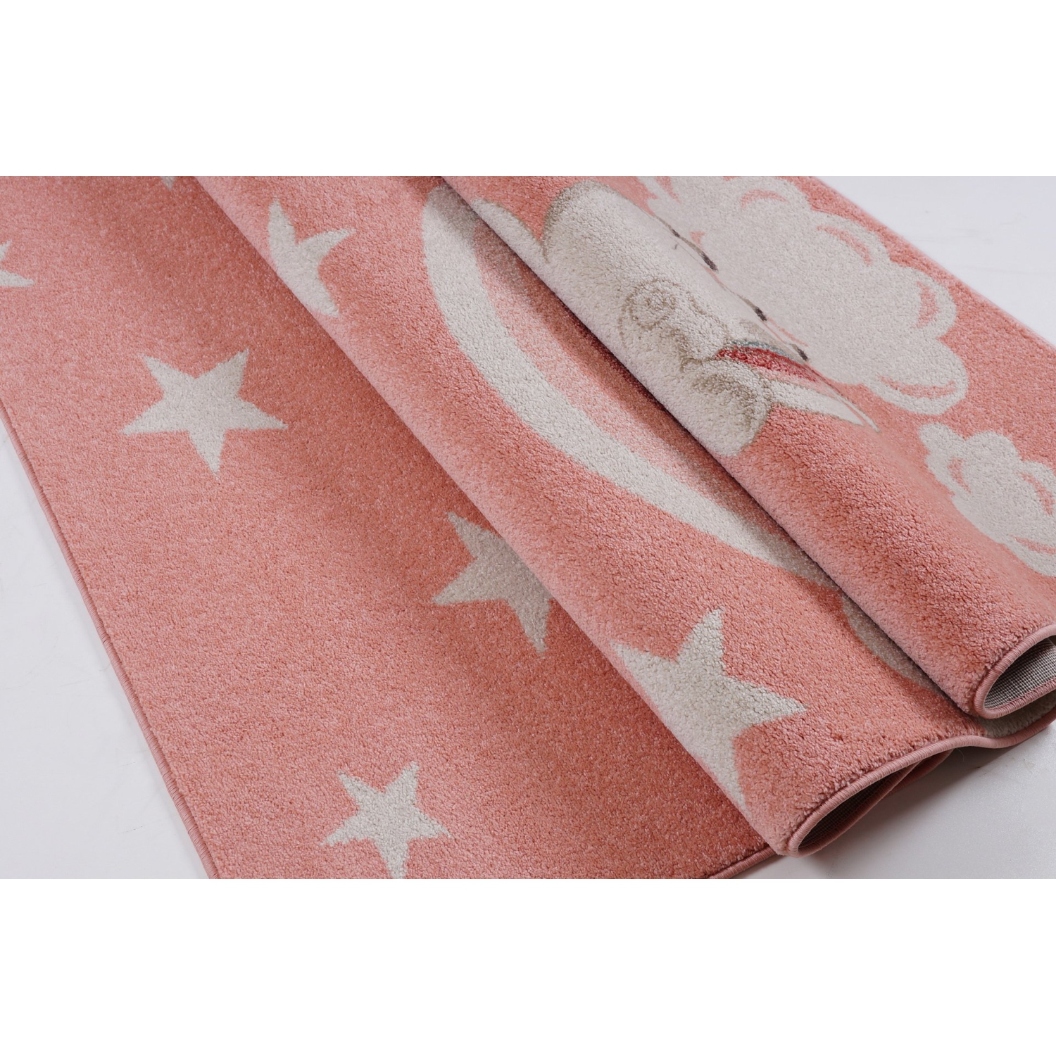 Tapis pour enfants rose pâle doux avec adorable licorne et étoiles blanches, 6 x 9