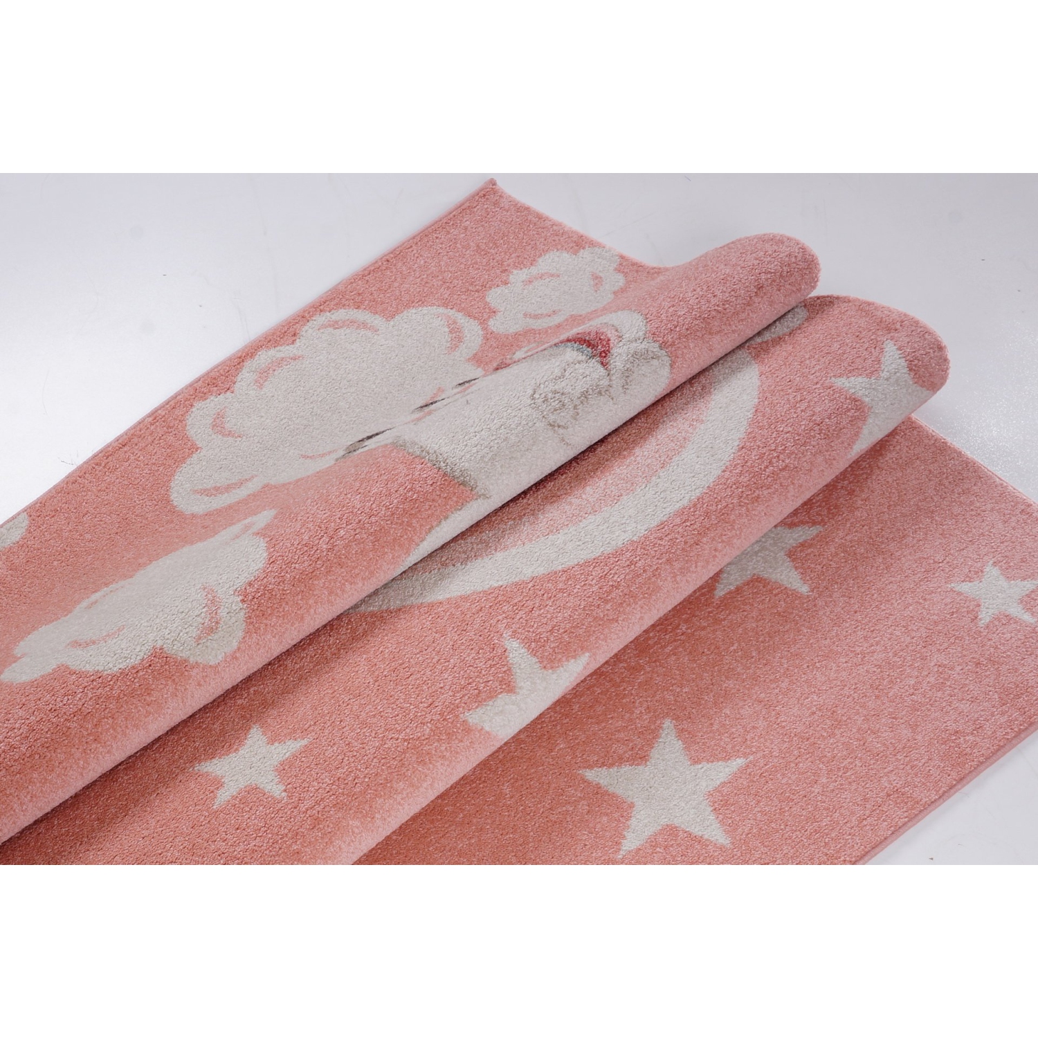 Tapis pour enfants rose pâle doux avec adorable licorne et étoiles blanches, 6 x 9