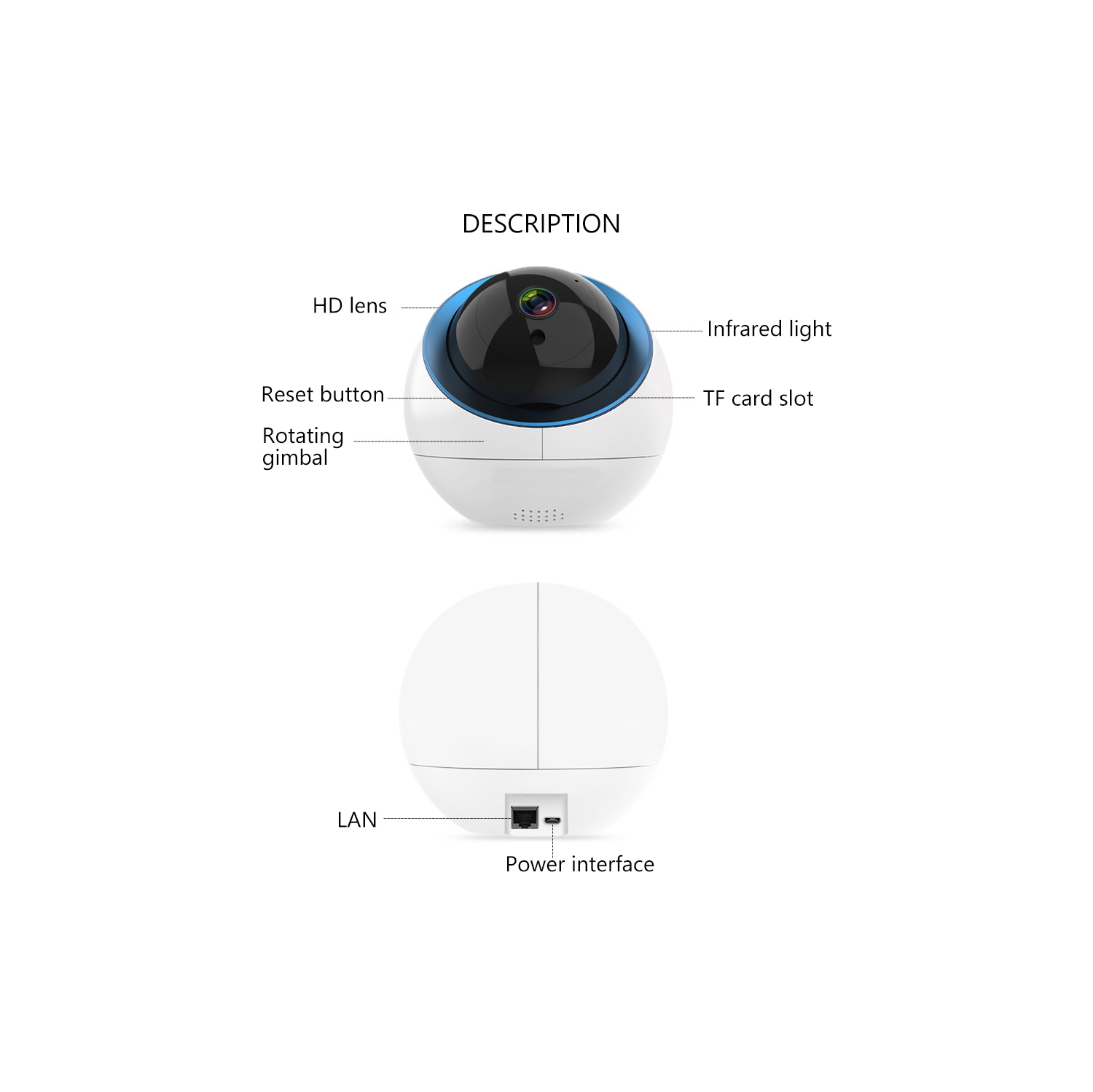 Appareil photo ARPHA Smart WiFi 1080P HD AR-668 avec vision nocturne / PTZ / audio bidirectionnel