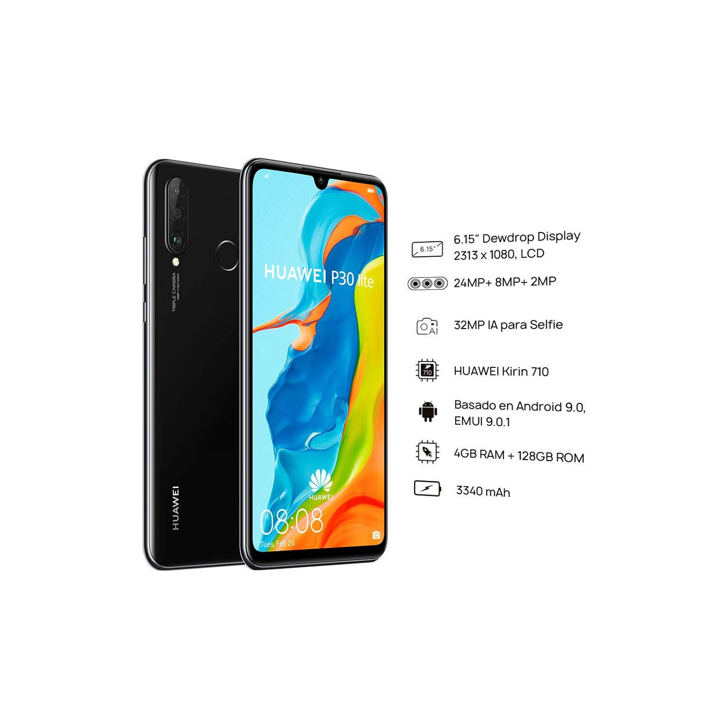 Huawei P30 Lite - Unlocked Phone - Midnight Black - Canadian Version