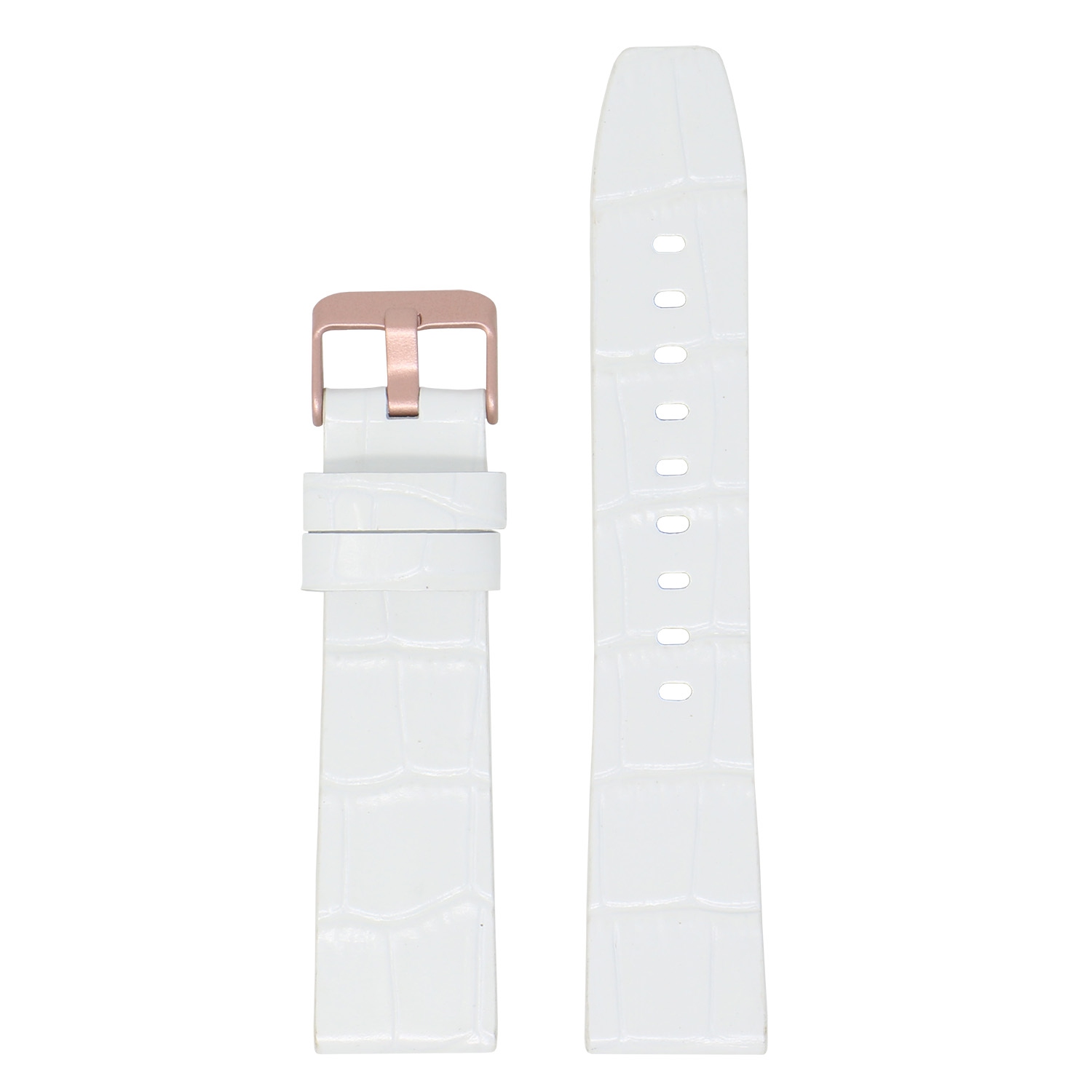 StrapsCo Crocodile Croc Leather Watch Band Strap for Fitbit Versa & Versa 2 - Medium-Long - White