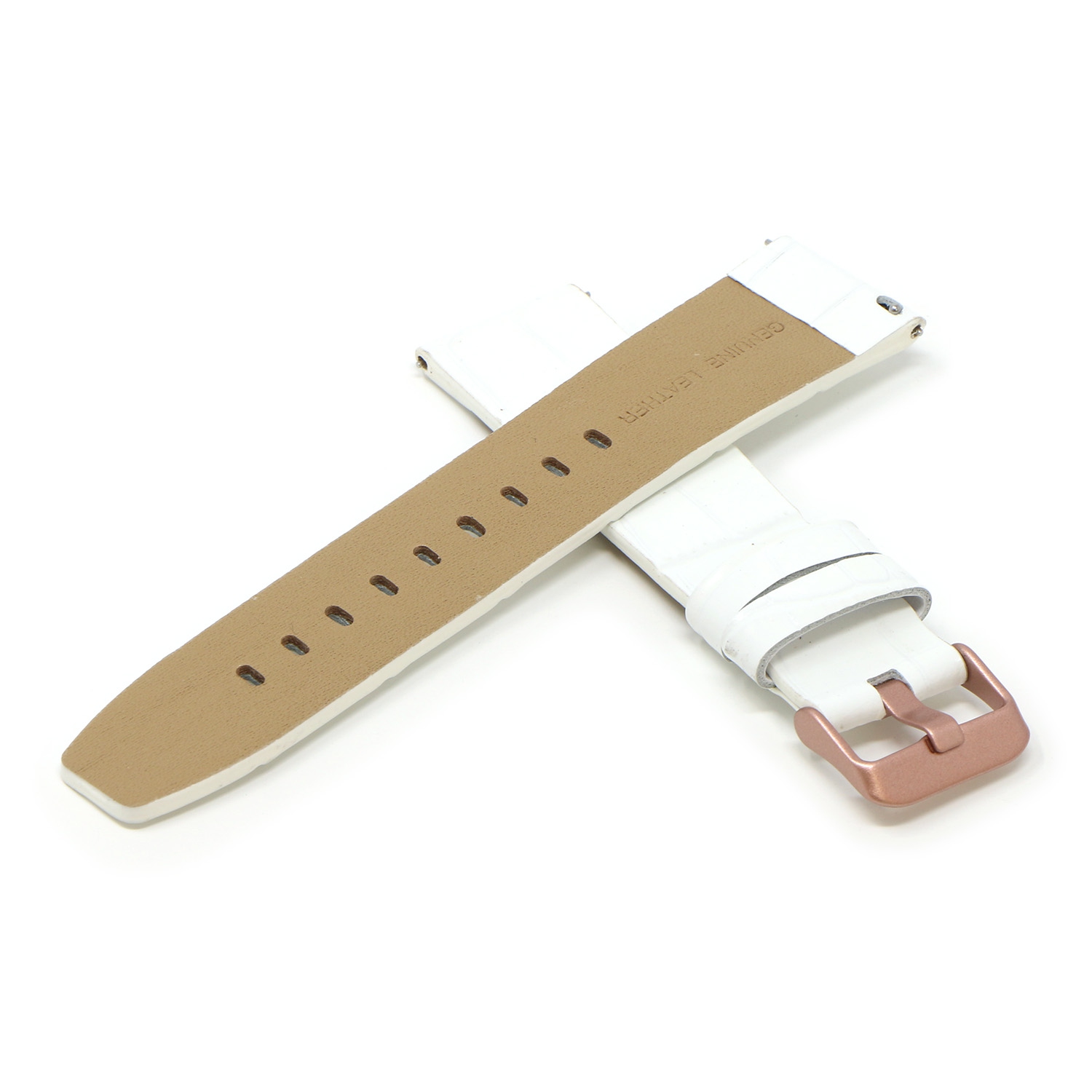 StrapsCo Crocodile Croc Leather Watch Band Strap for Fitbit Versa & Versa 2 - Medium-Long - White