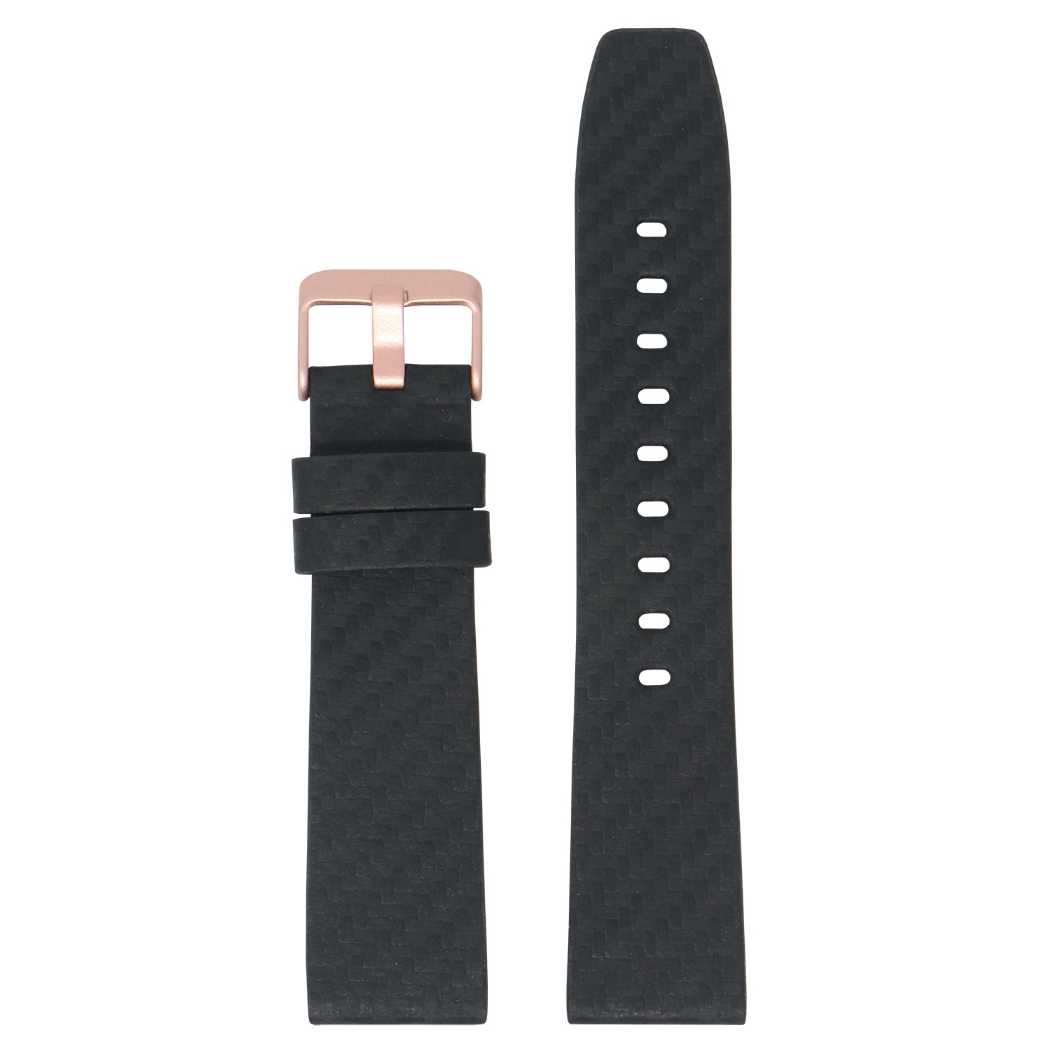 StrapsCo Bracelet de Montre en Cuir Gaufré en Fibre de Carbone pour Fitbit Versa & Versa 2 - Medium-Long - Noir