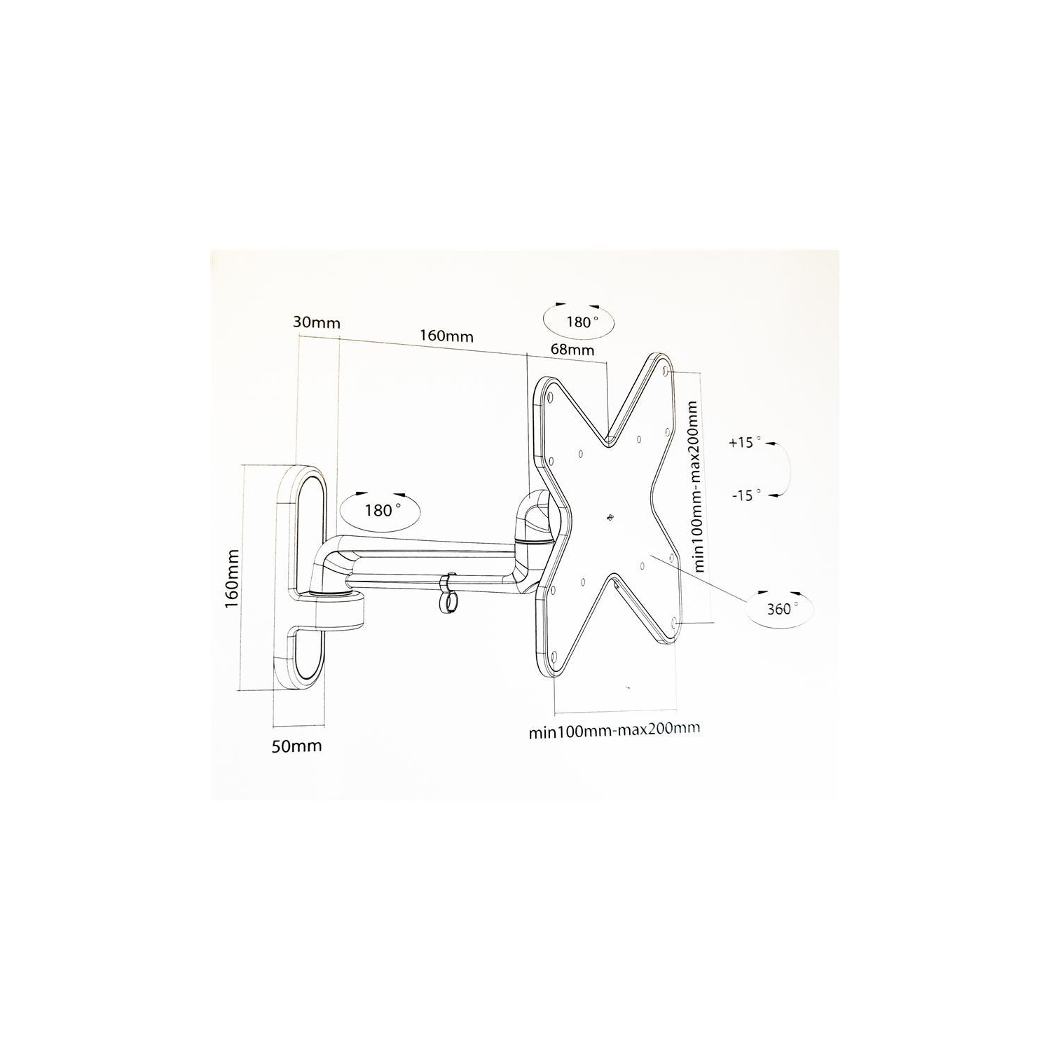 AMX BFP-12B Tilt & Swivel Universal TV Wall Mount Articulated 2 Pivots LED, LCD, PLASMA For Screens 23'' To 42''