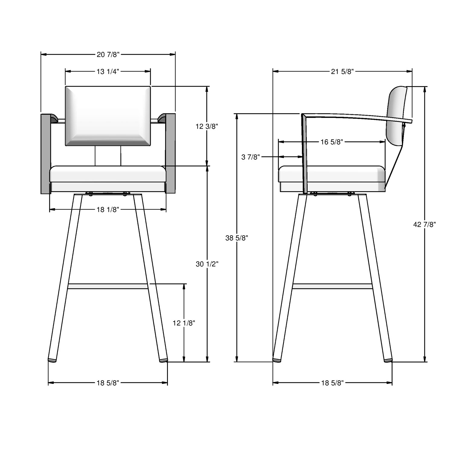 Akers Modern Bar Height Barstool - Cream/Black