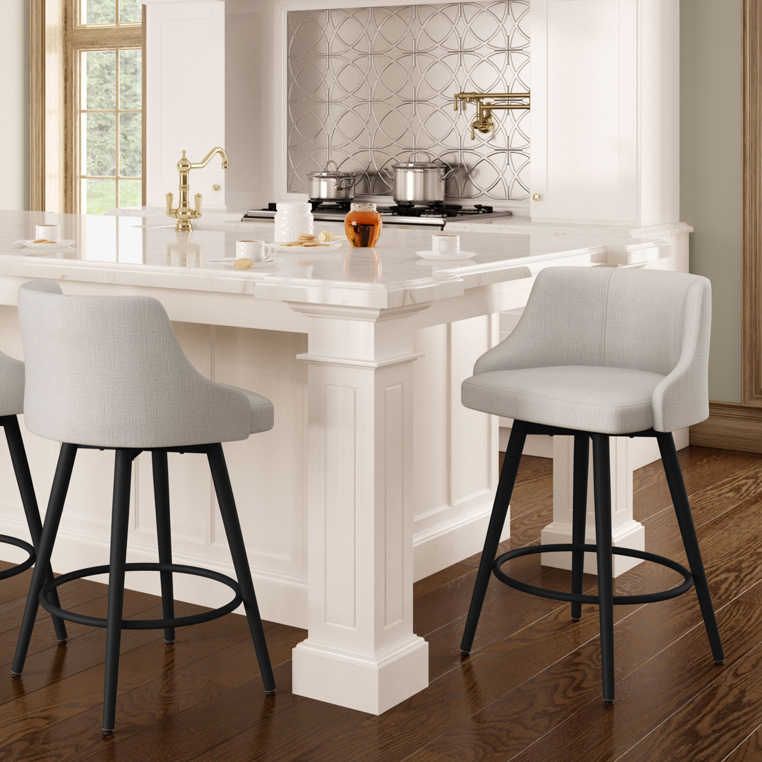 Duncan Transitional Counter Height Barstool - Pale Grey/Black