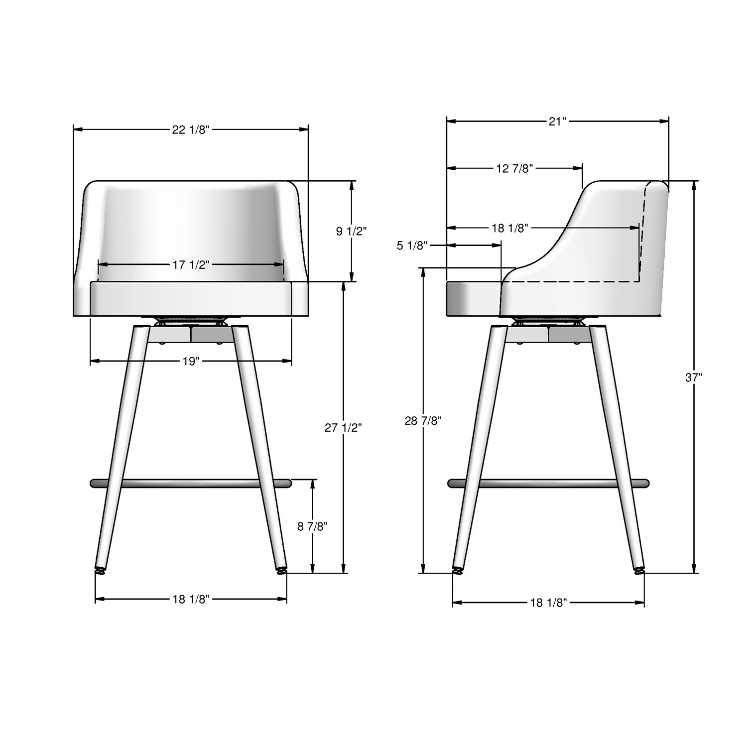 Duncan Transitional Counter Height Barstool - Pale Grey/Black