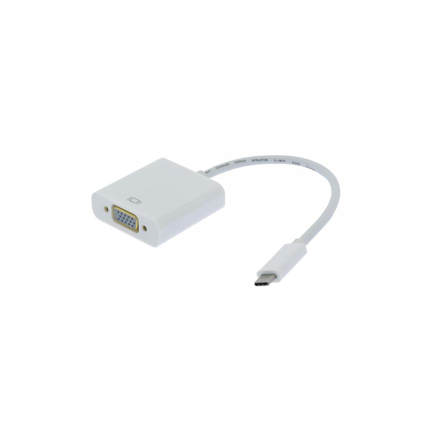 TechCraft AUSB3C-VGAF Adapteur USB 3.1 Type-C à VGA Femelle, Blanc