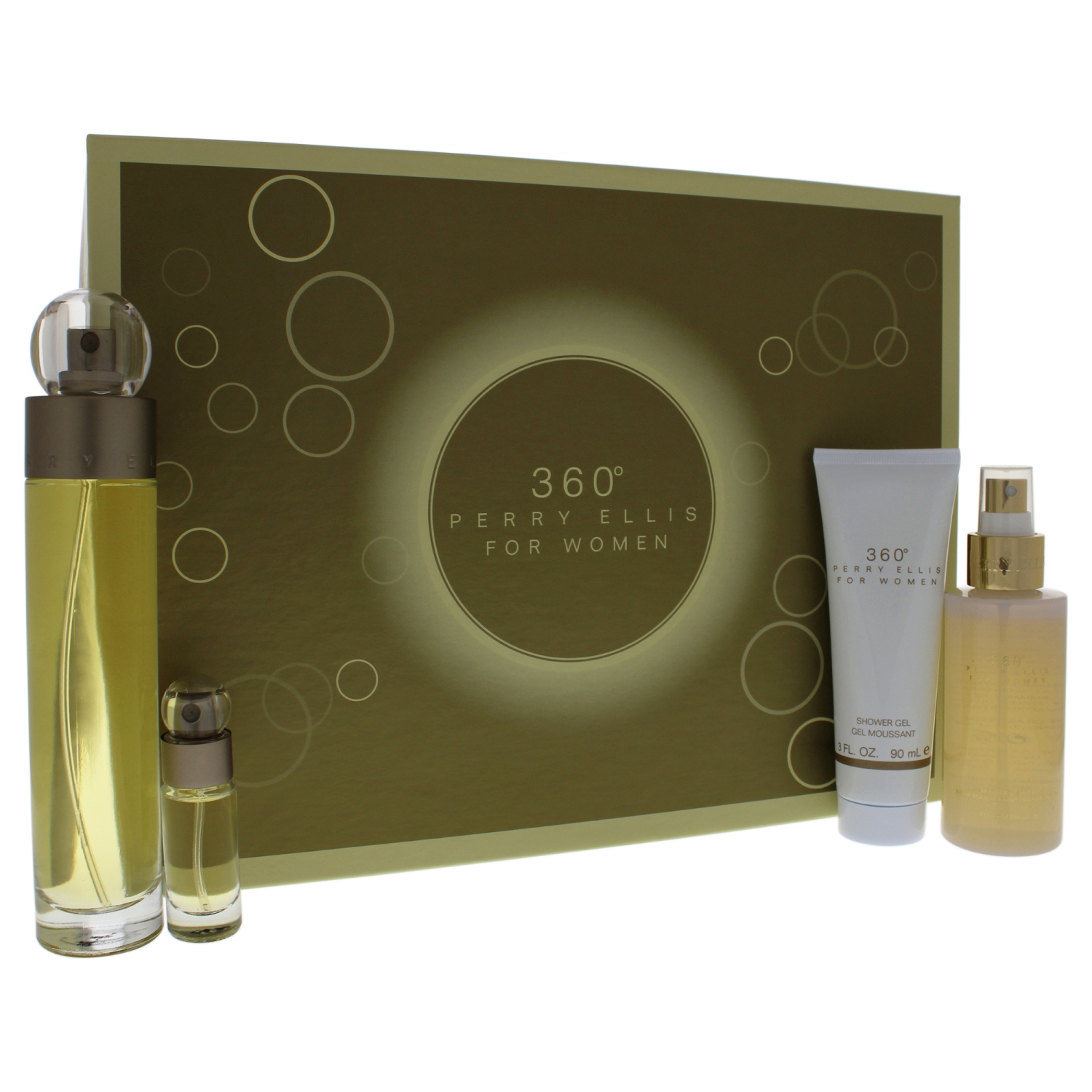 Perry Ellis 360 by Perry Ellis Gift Set - 3.4 oz EDT Spray + 4 oz Body Mist + 3 oz Shower Gel + 0.25 EDT Spray
