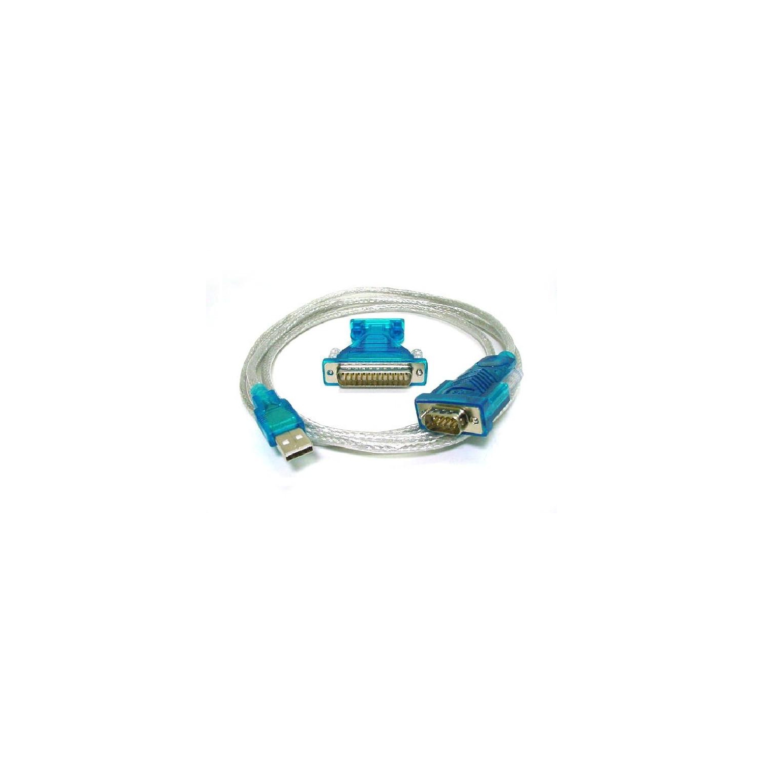 USB 2.0 to RS232 DB9 DB25 Serial Interface Adapter Cable - Blue