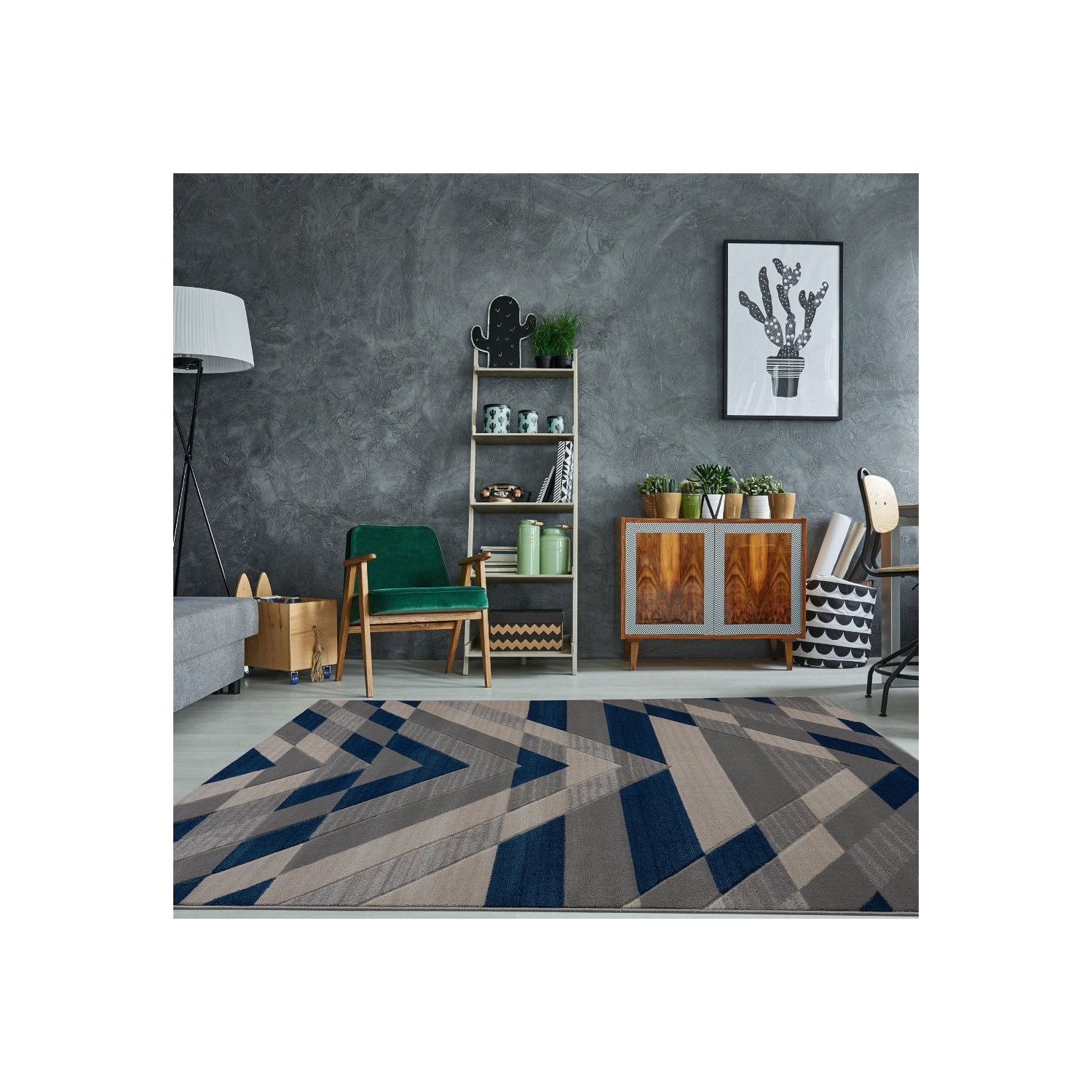 Tapis d’intérieur doux et moderne, moquette pour chambre à coucher, salle à manger, gris-bleu, 2 pi x 3 pi 3 po