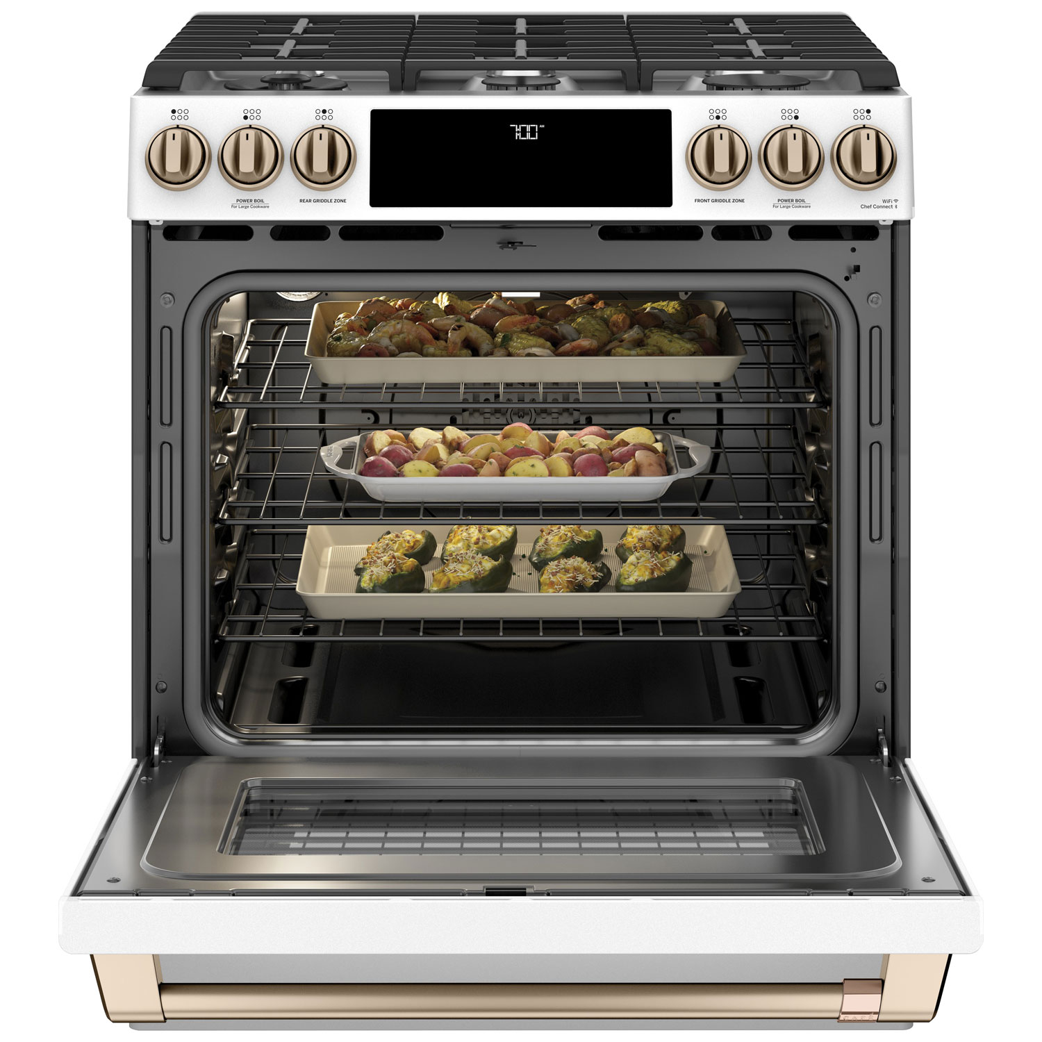 Cuisinière gaz encastrable 6 brûleurs convection autonett. 5,6 pi³ 30 po Café - Noir