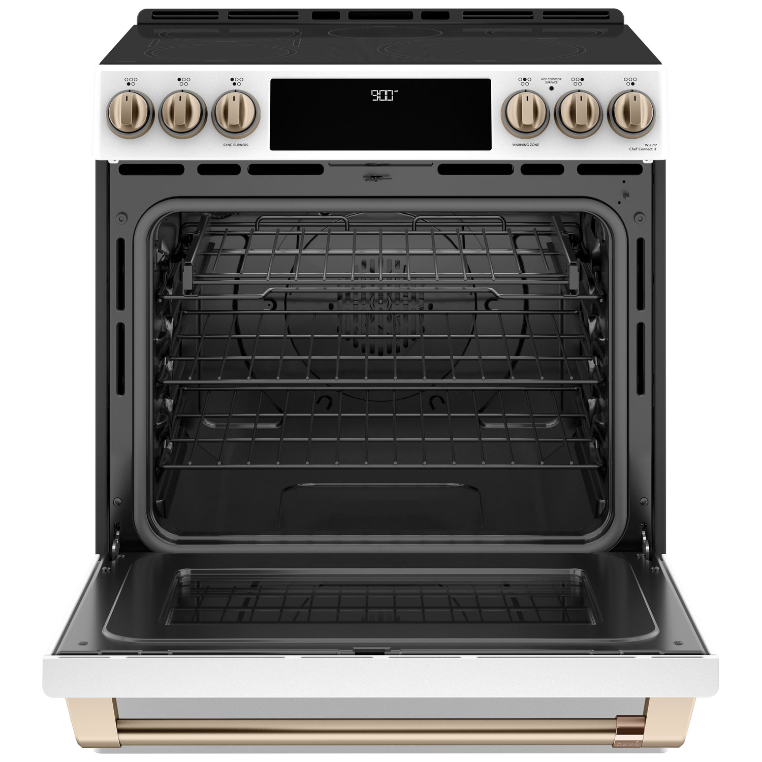 Cuisinière encastrable induct. convec. 5 éléments four autonettoyant 30 po Café -Blc