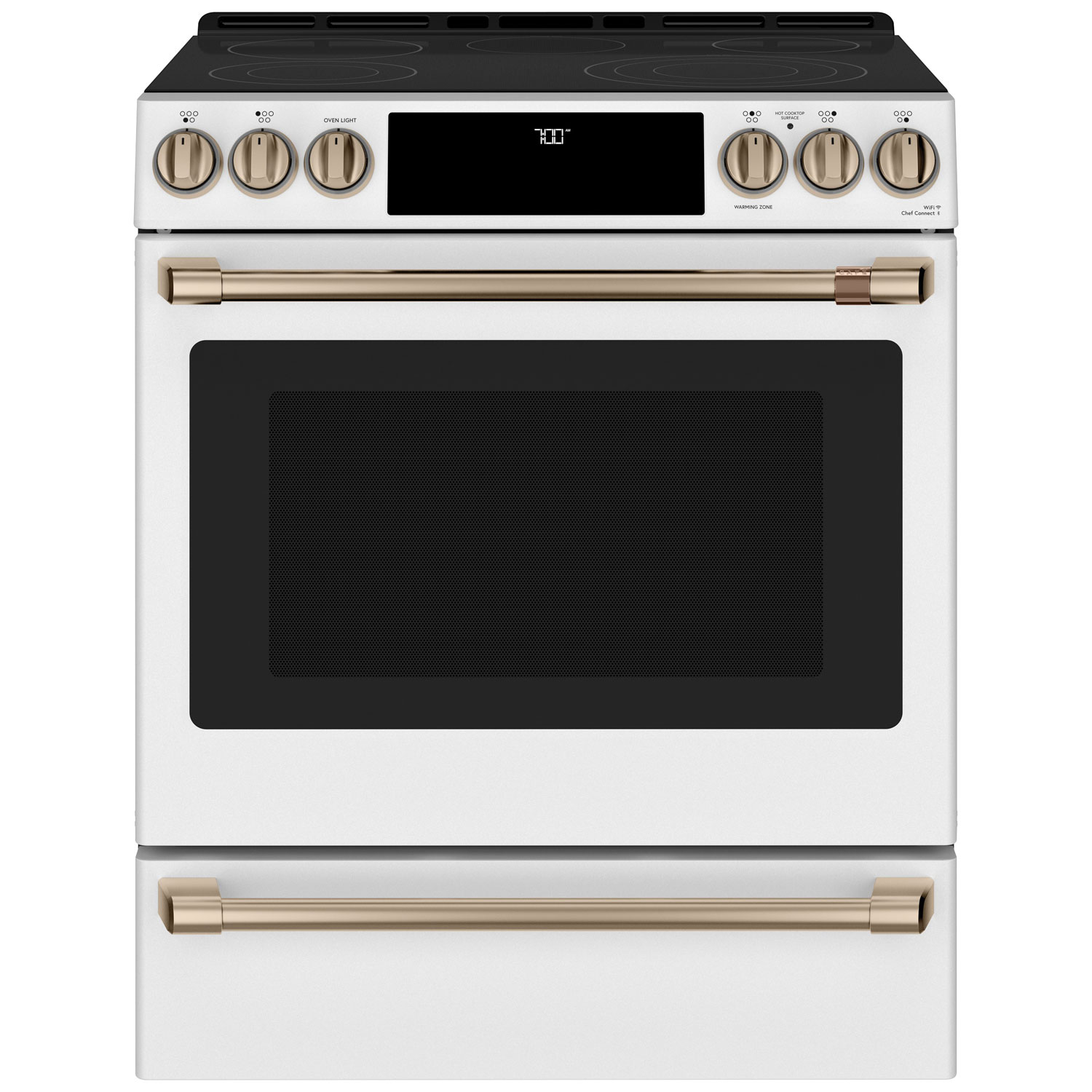 Café 30" Self-Clean True Convection 5-Element Slide-In Smooth Top Electric Range (CCES700P4MW2) -White