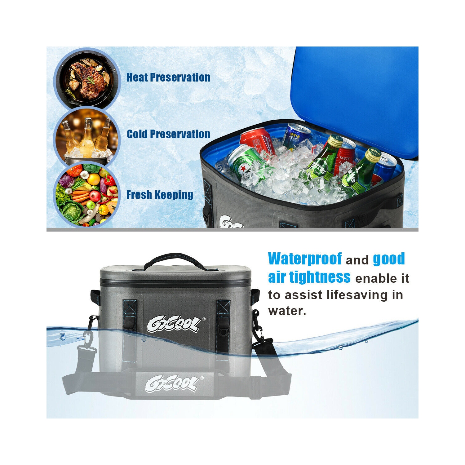 Gymax 30 Cans Soft Portable Cooler Bag Leak-Proof Insulated Water-Resistant For Picnic