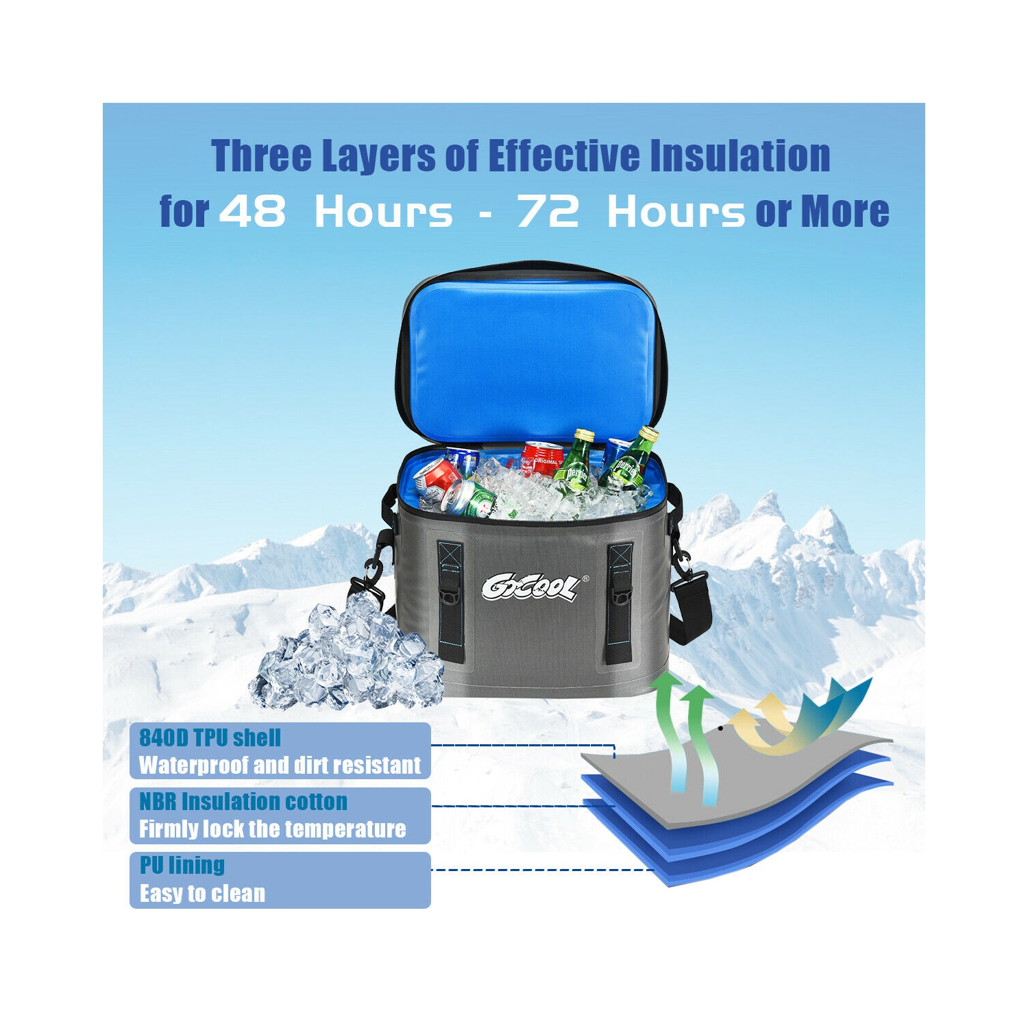 Gymax 30 Cans Soft Portable Cooler Bag Leak-Proof Insulated Water-Resistant For Picnic