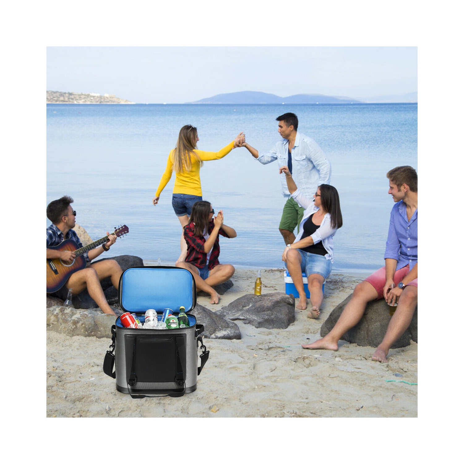 Gymax 38 Cans Portable Cooler Bag Leak-Proof Insulated Water-Resistant For Camping