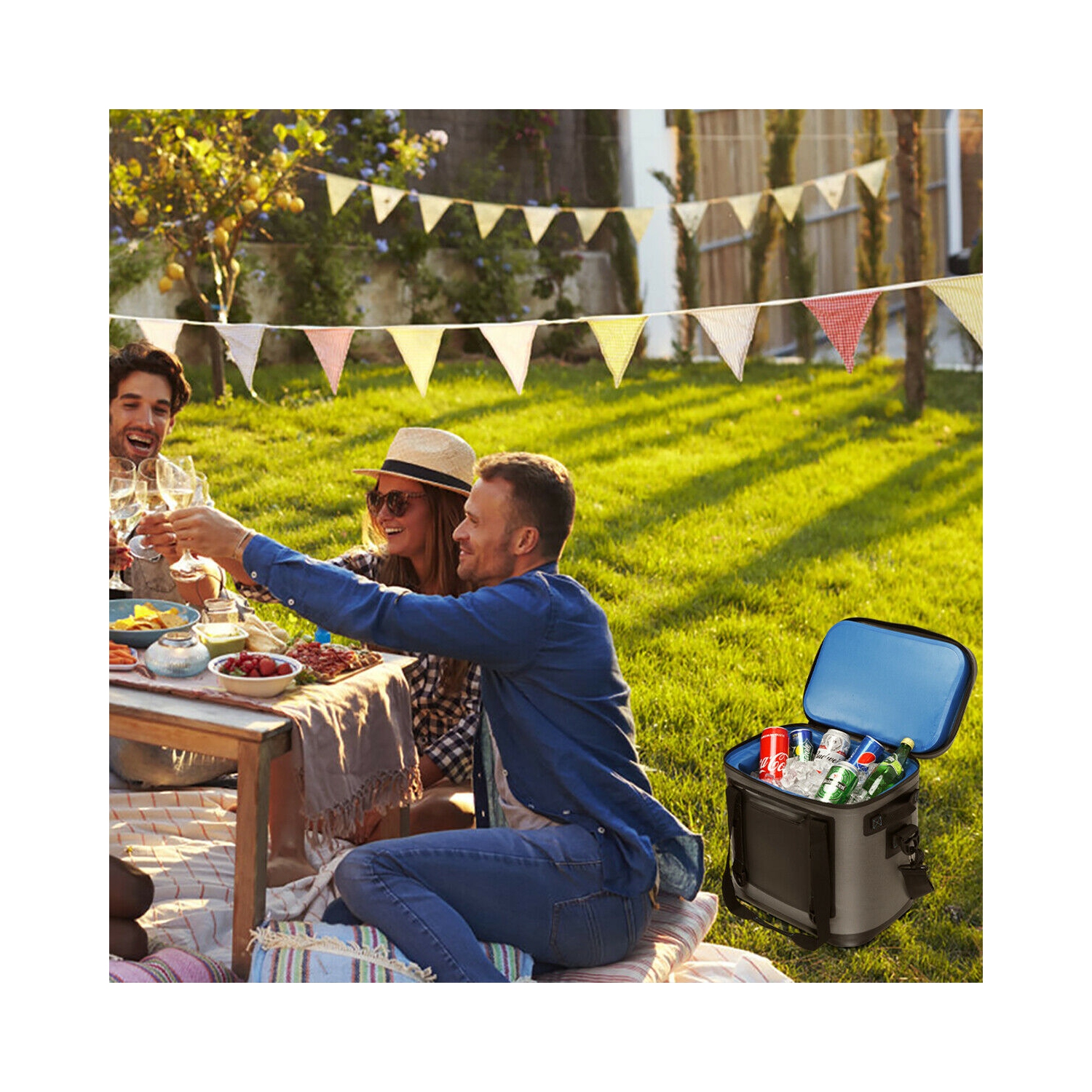 Gymax 38 Cans Portable Cooler Bag Leak-Proof Insulated Water-Resistant For Camping