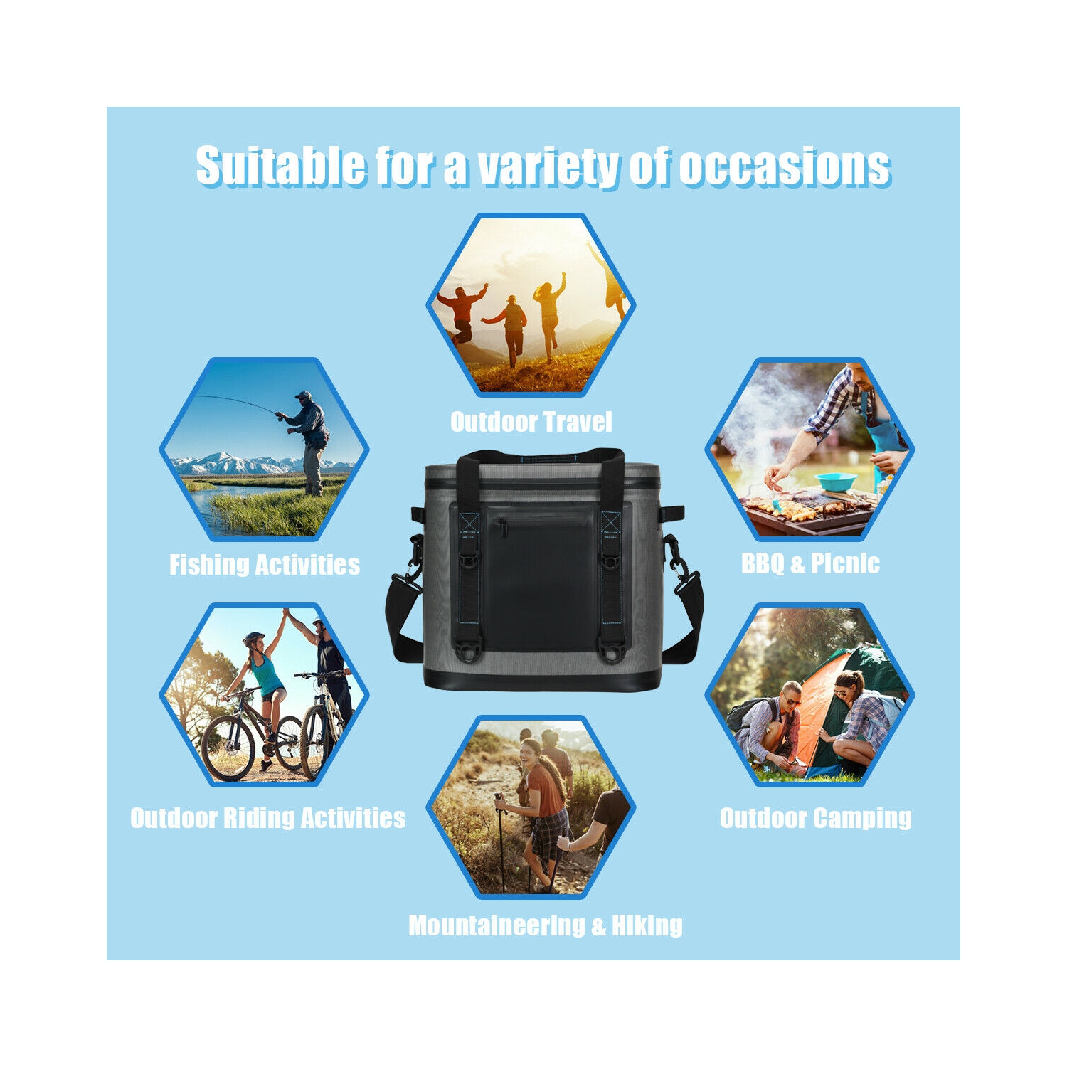 Gymax 38 Cans Portable Cooler Bag Leak-Proof Insulated Water-Resistant For Camping