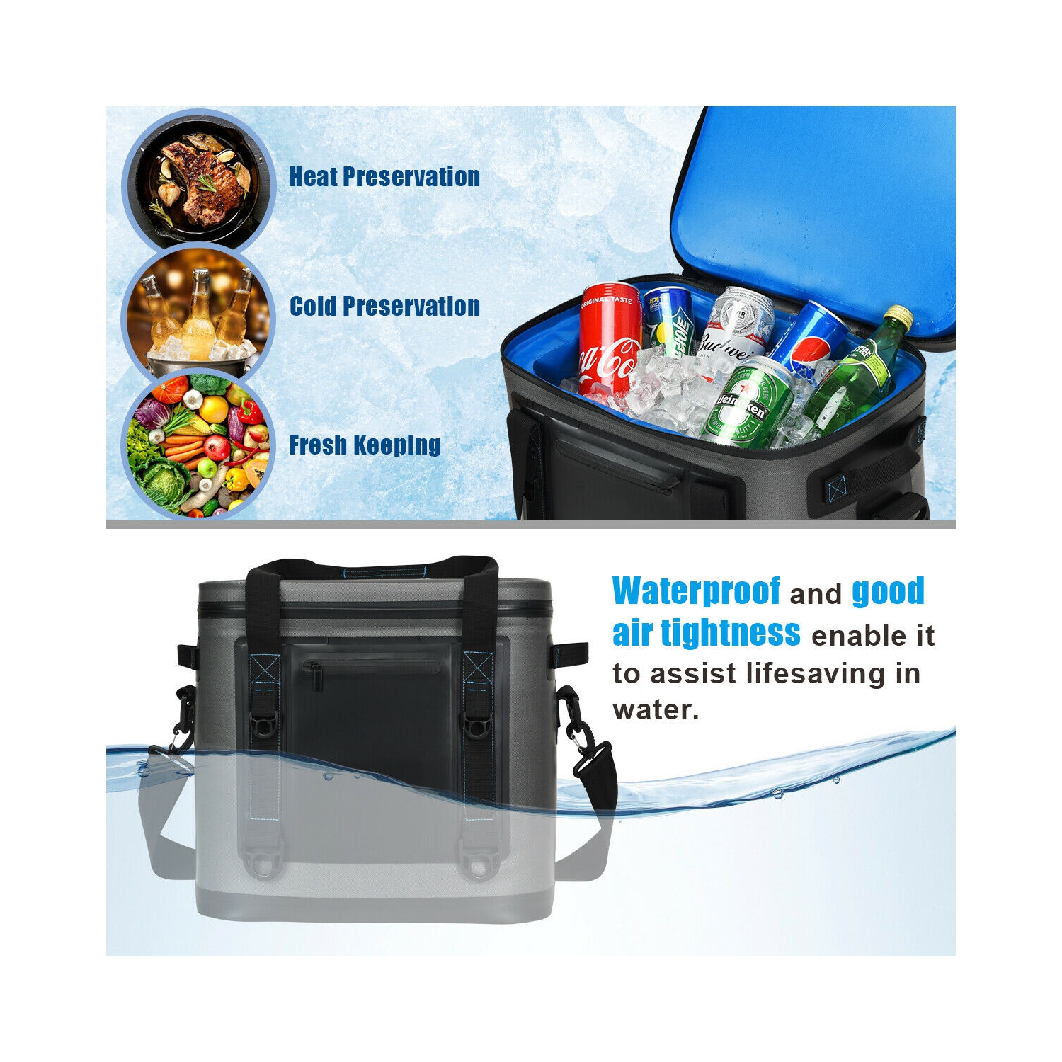 Gymax 38 Cans Portable Cooler Bag Leak-Proof Insulated Water-Resistant For Camping