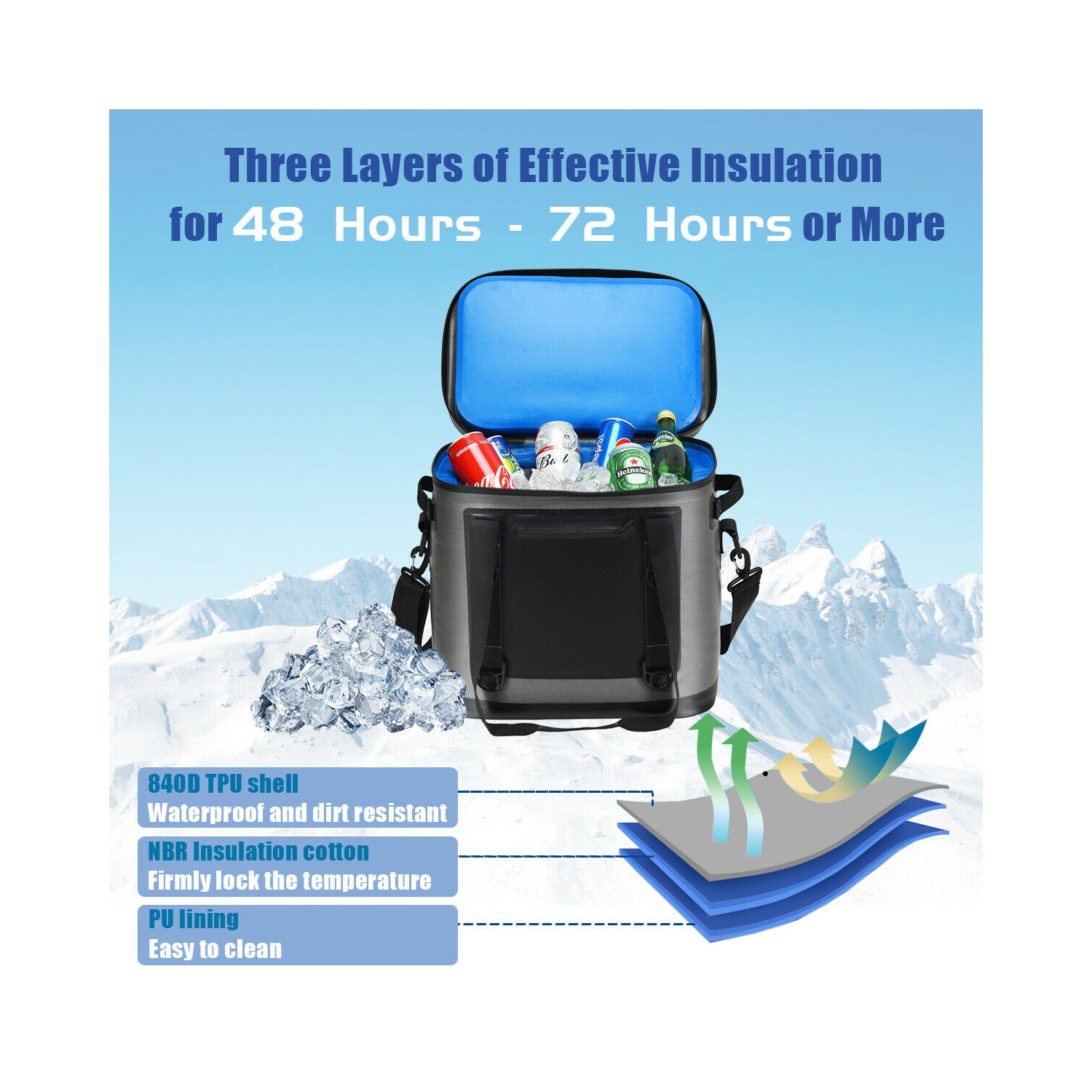 Gymax 38 Cans Portable Cooler Bag Leak-Proof Insulated Water-Resistant For Camping