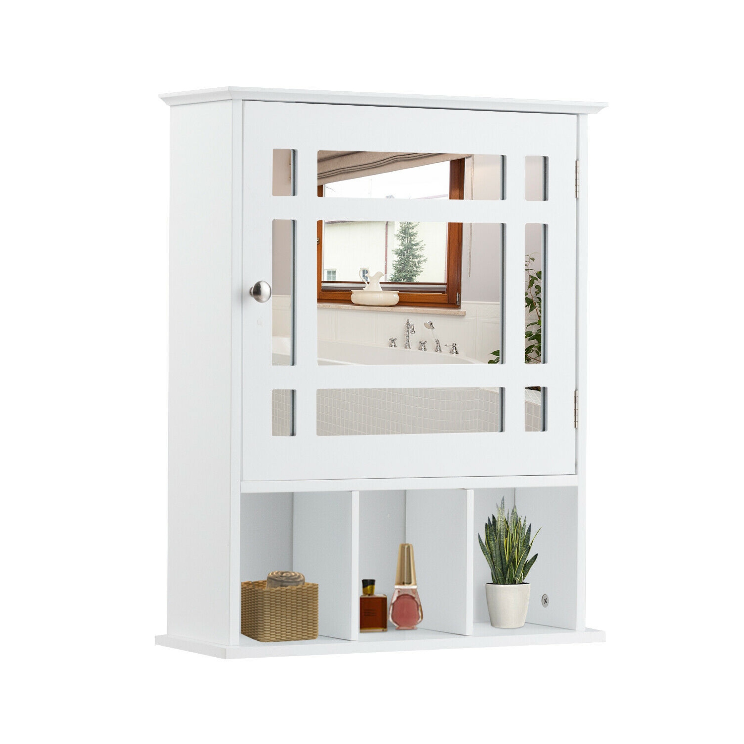 Gymax Mirrored Medicine Cabinet Bathroom Wall Mounted Storage W Adjustable Shelf Best Buy Canada