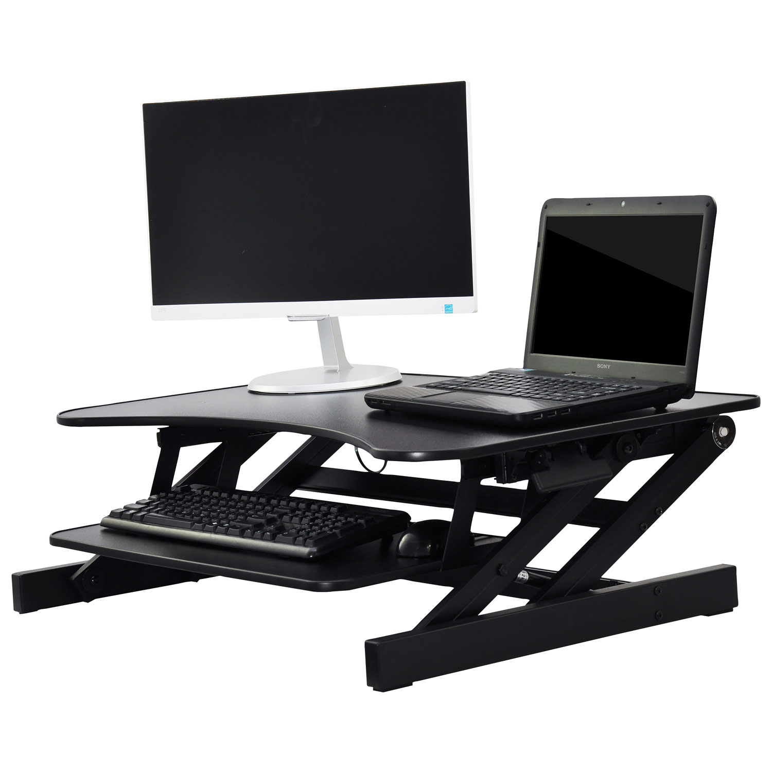 Rocelco EADR Standing Desk Riser with Keyboard Tray - Black