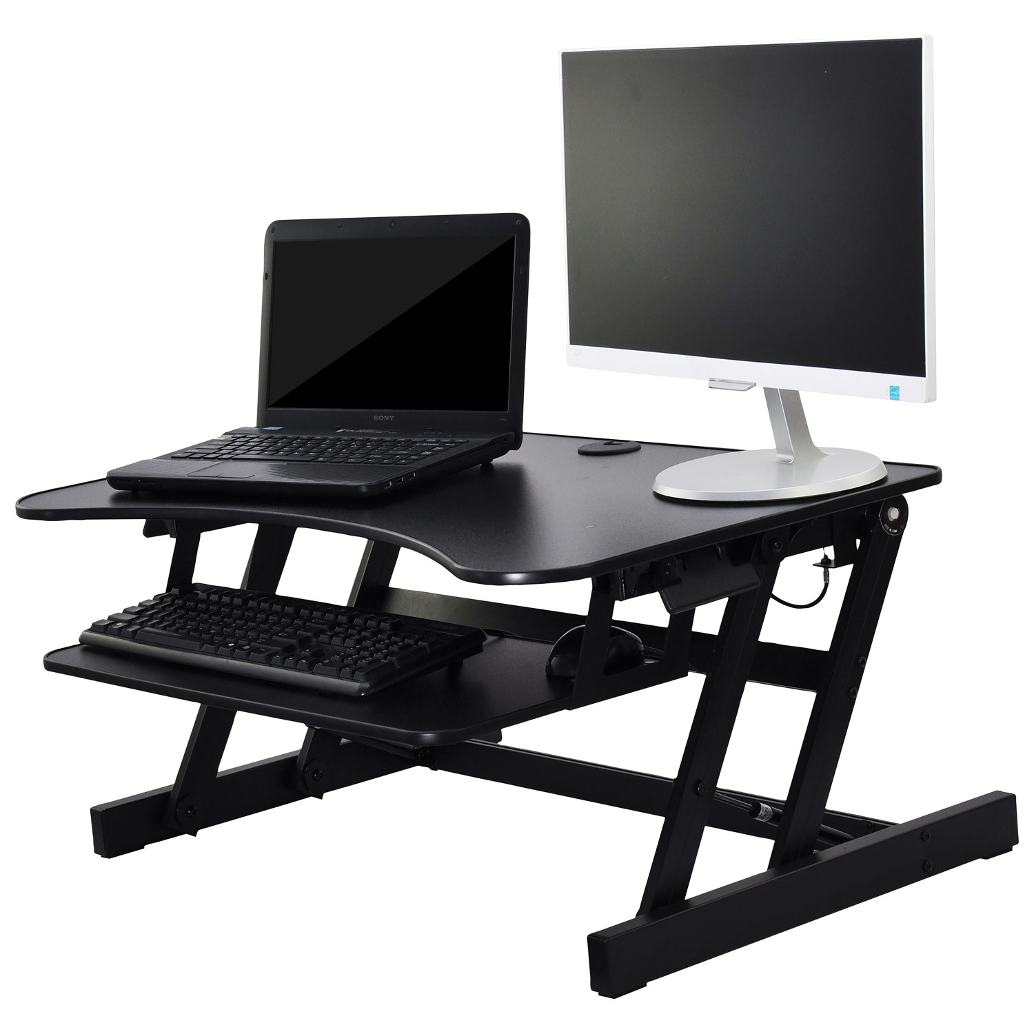 Rocelco EADR Standing Desk Riser with Keyboard Tray - Black