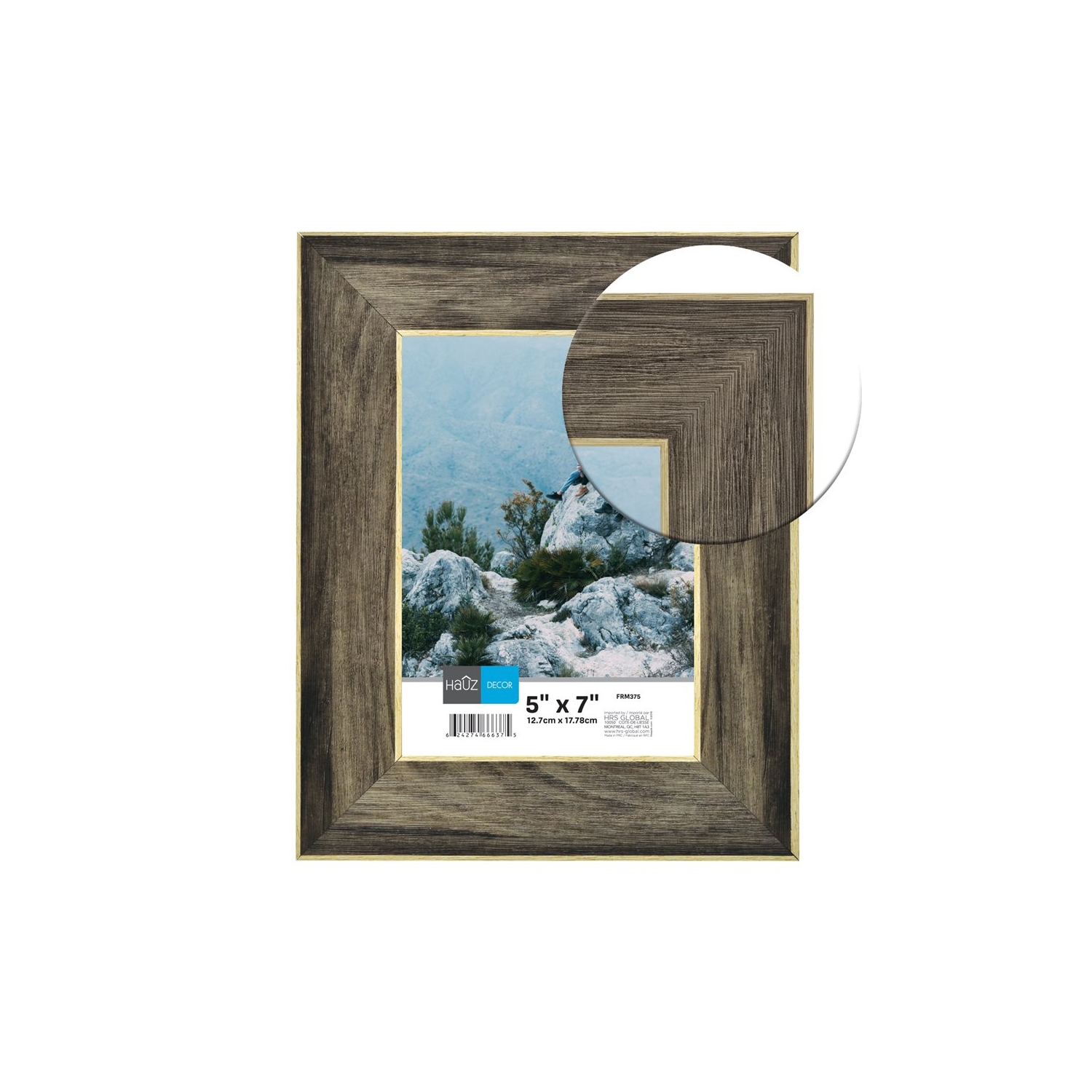 Cadre photo haute FRM375, 5 x 7 po, brun