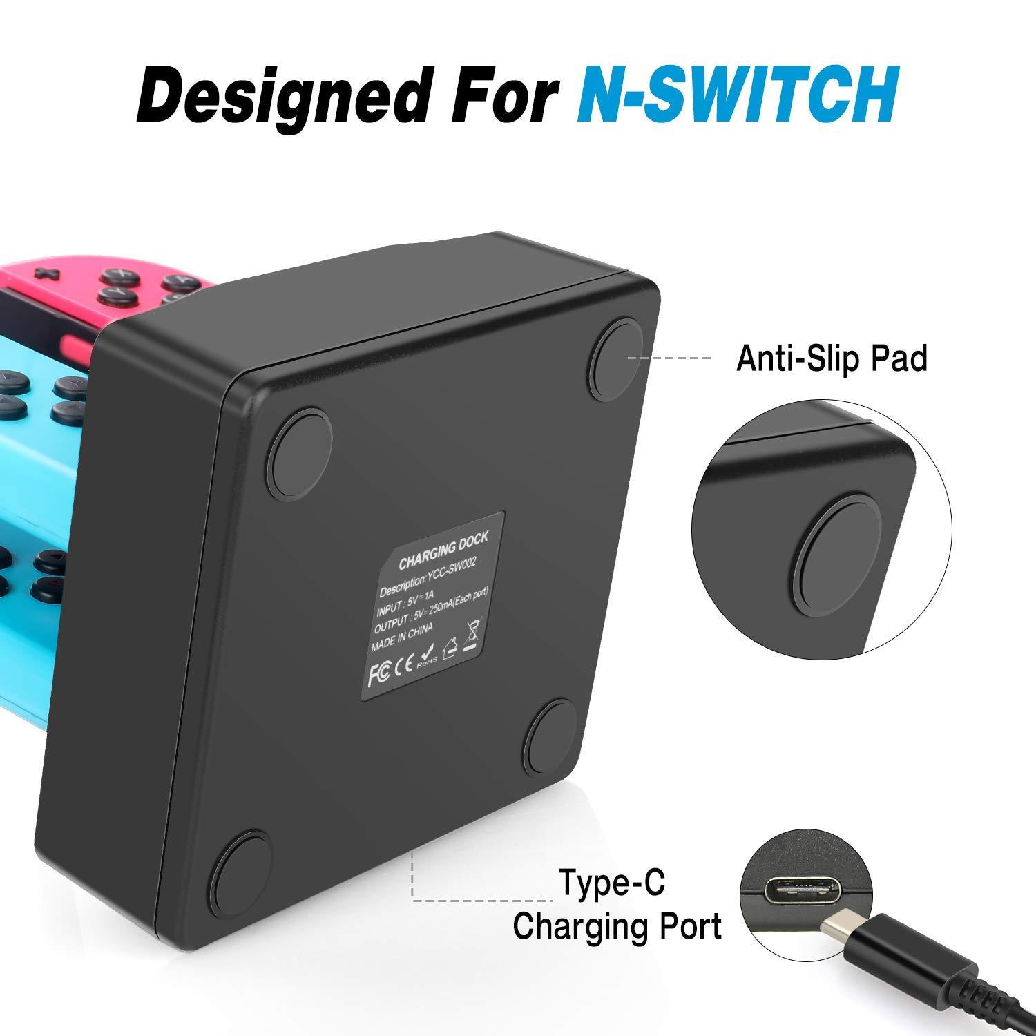 YCCSKY Switch Joy-Con Controller Charger, Charging Dock 4 in 1 Joy con...