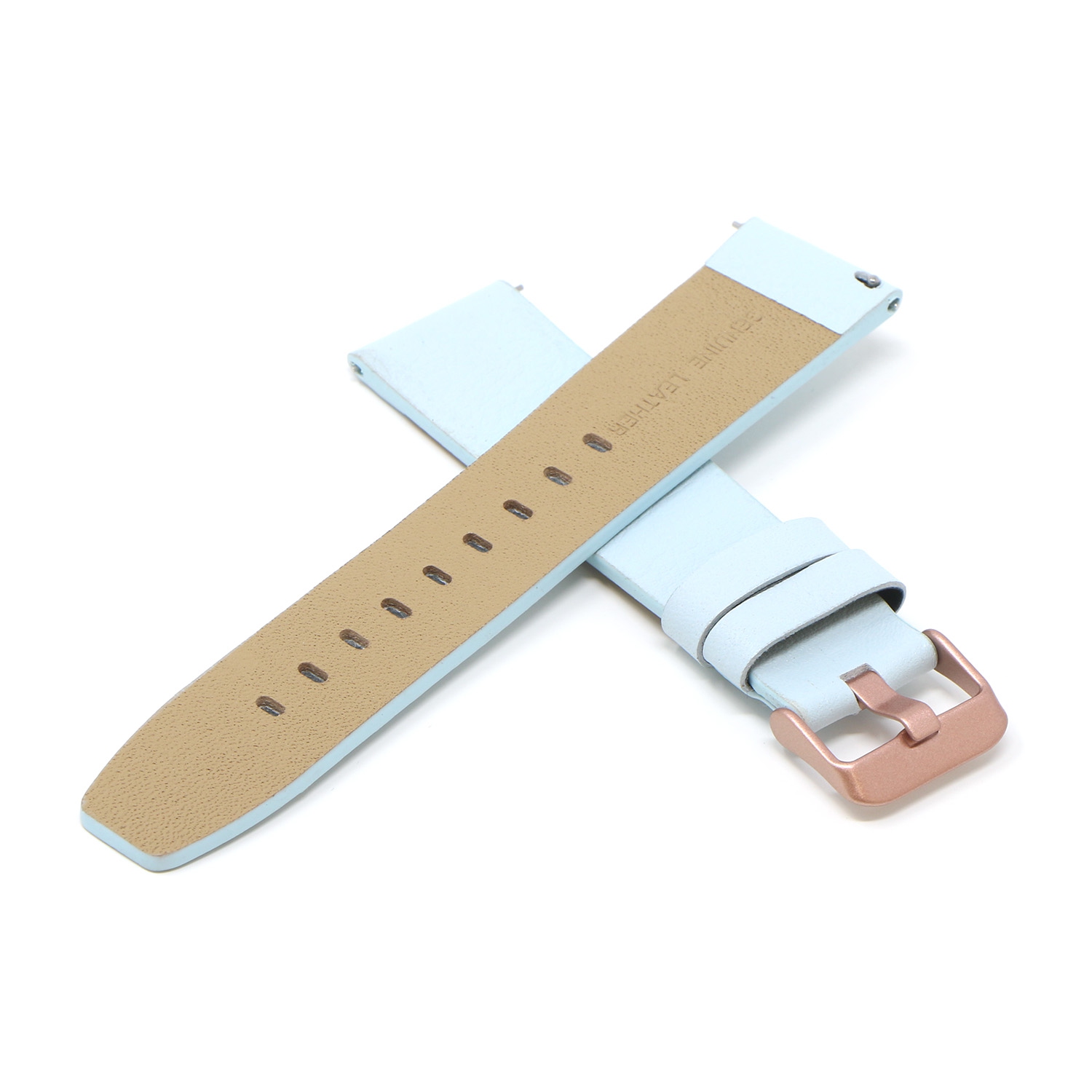 StrapsCo Textured Leather Watch Band Strap for Fitbit Versa & Versa 2 - Medium-Long - Sky Blue