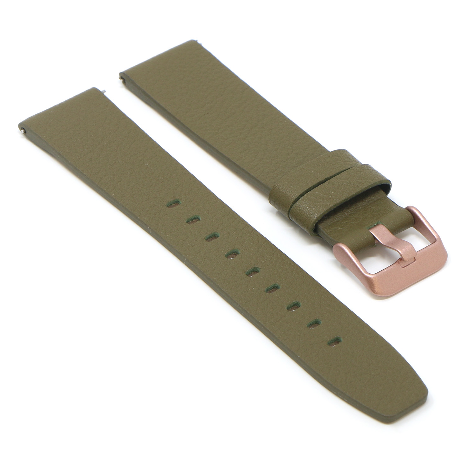 StrapsCo Textured Leather Watch Band Strap for Fitbit Versa & Versa 2 - Medium-Long - Military Green