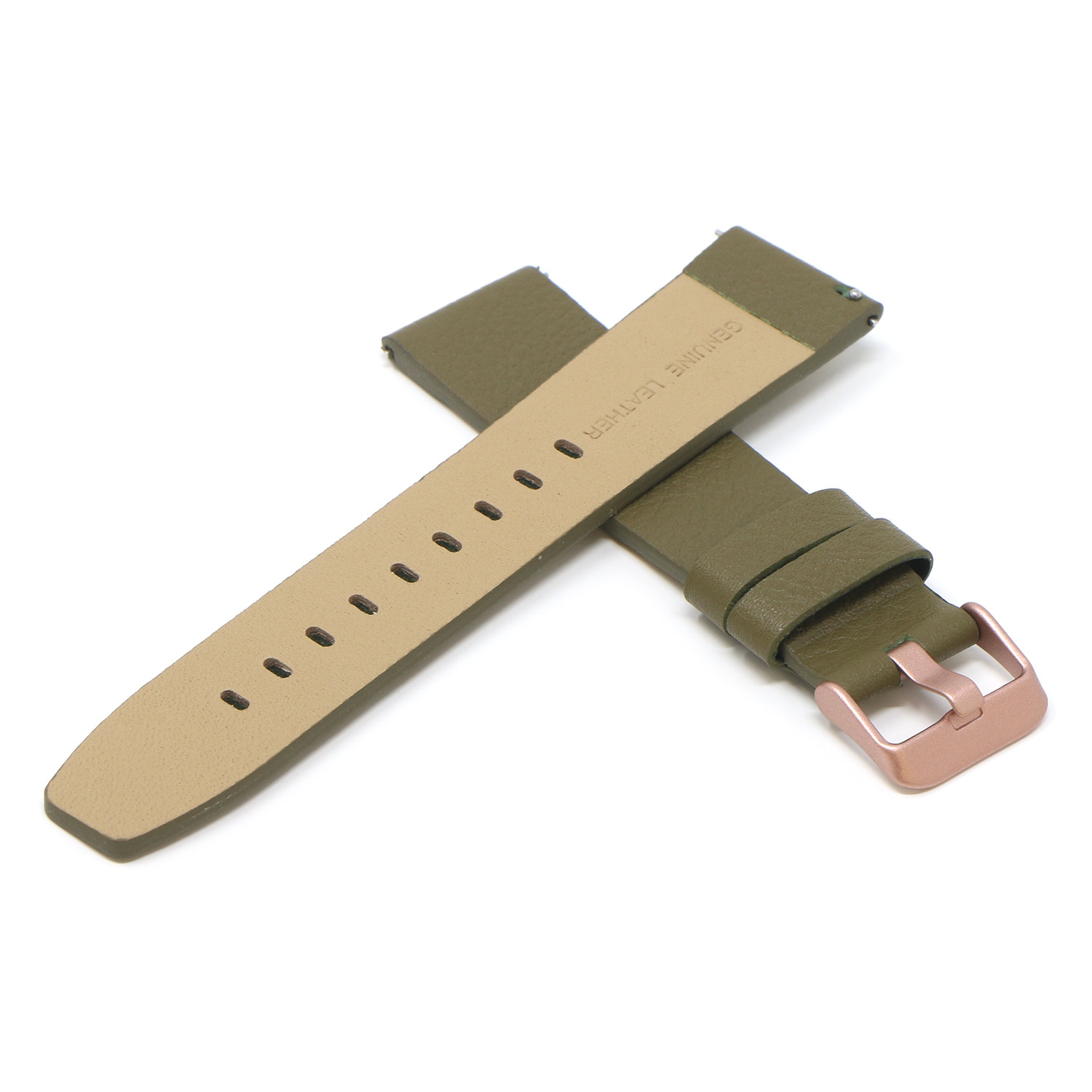 StrapsCo Textured Leather Watch Band Strap for Fitbit Versa & Versa 2 - Medium-Long - Military Green