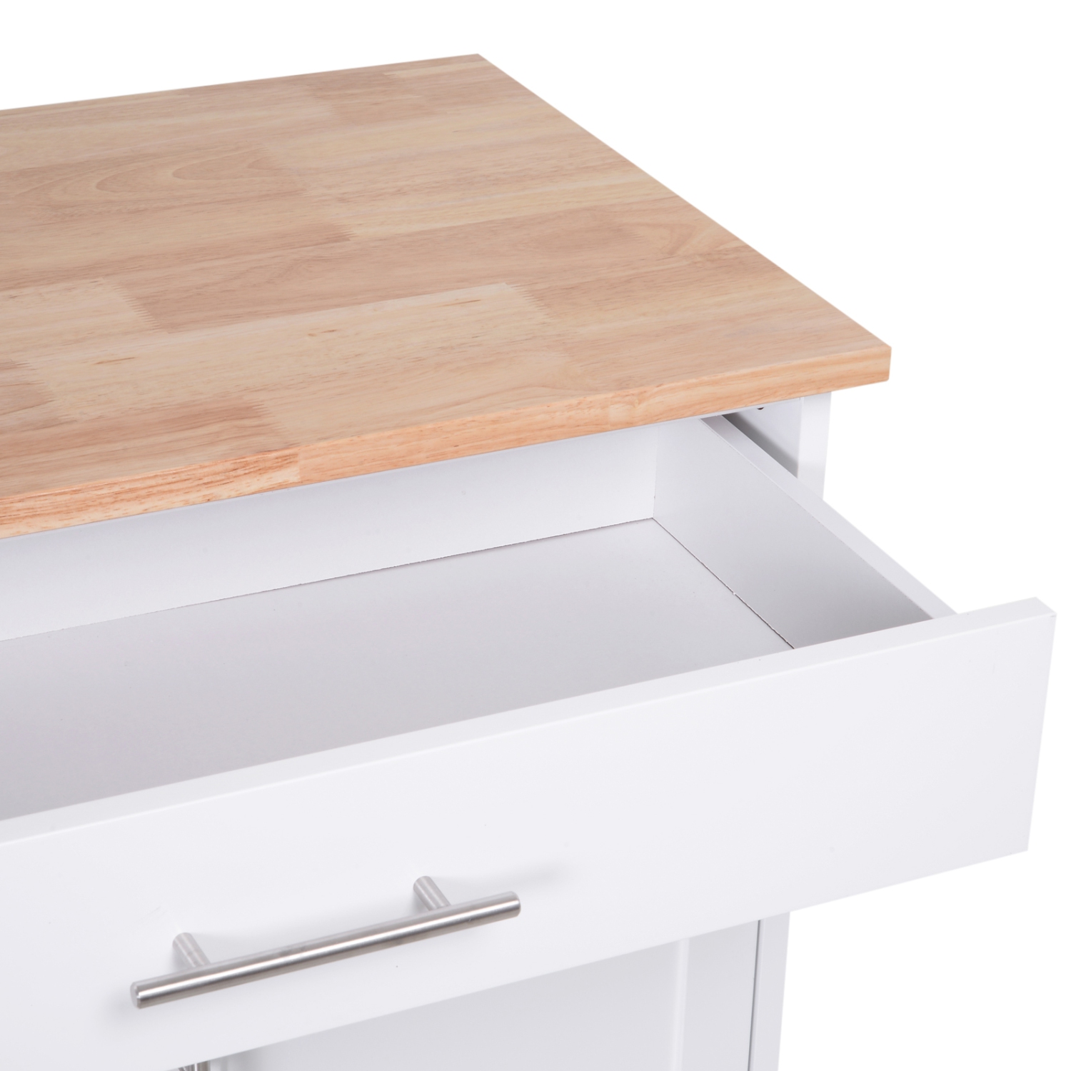 Îlot de cuisine à roulettes avec dessus en bois de HOMCOM, tiroir de rangement suffisamment spacieux avec tablettes porte-serviettes, chariot de