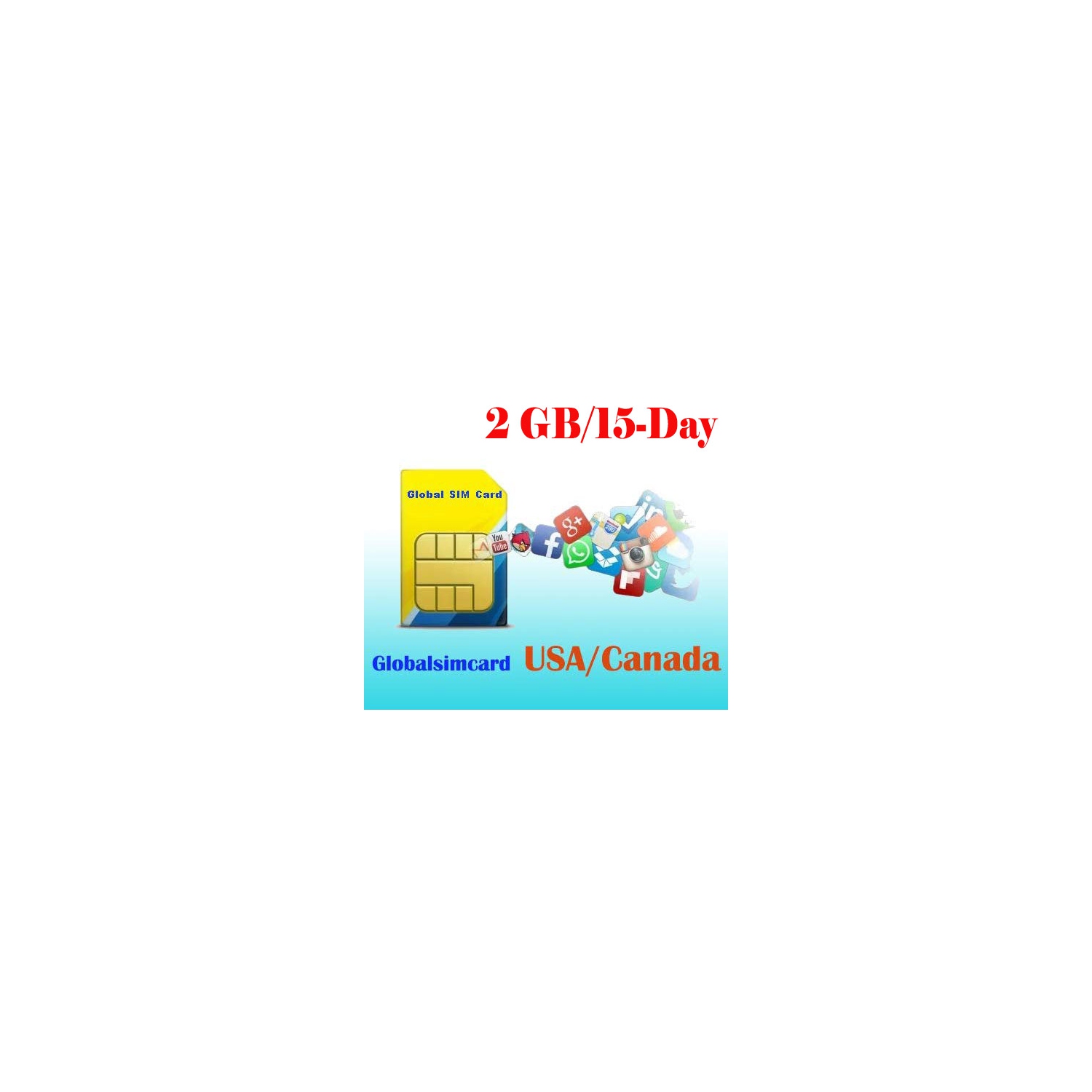 USA/Canada Prepaid DATA Roaming SIM Card 15 Days Unlimited Data (2GB at 4GLTE high Speed, Unlimited 128kbps afterward)