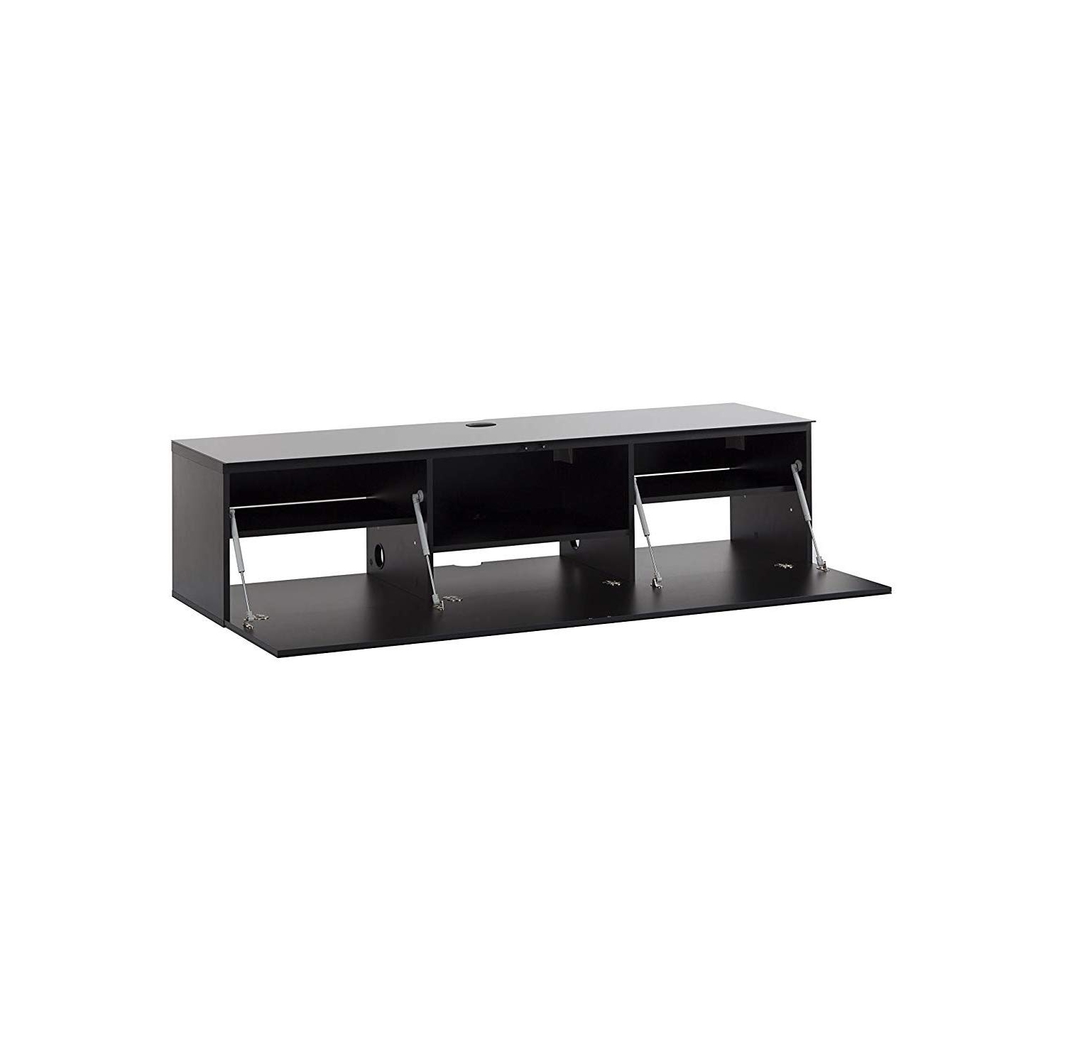 SONOROUS Studio ST-160B Wood and Glass Modern TV Stand with Hidden Wheels for Sizes up to 75" -Black