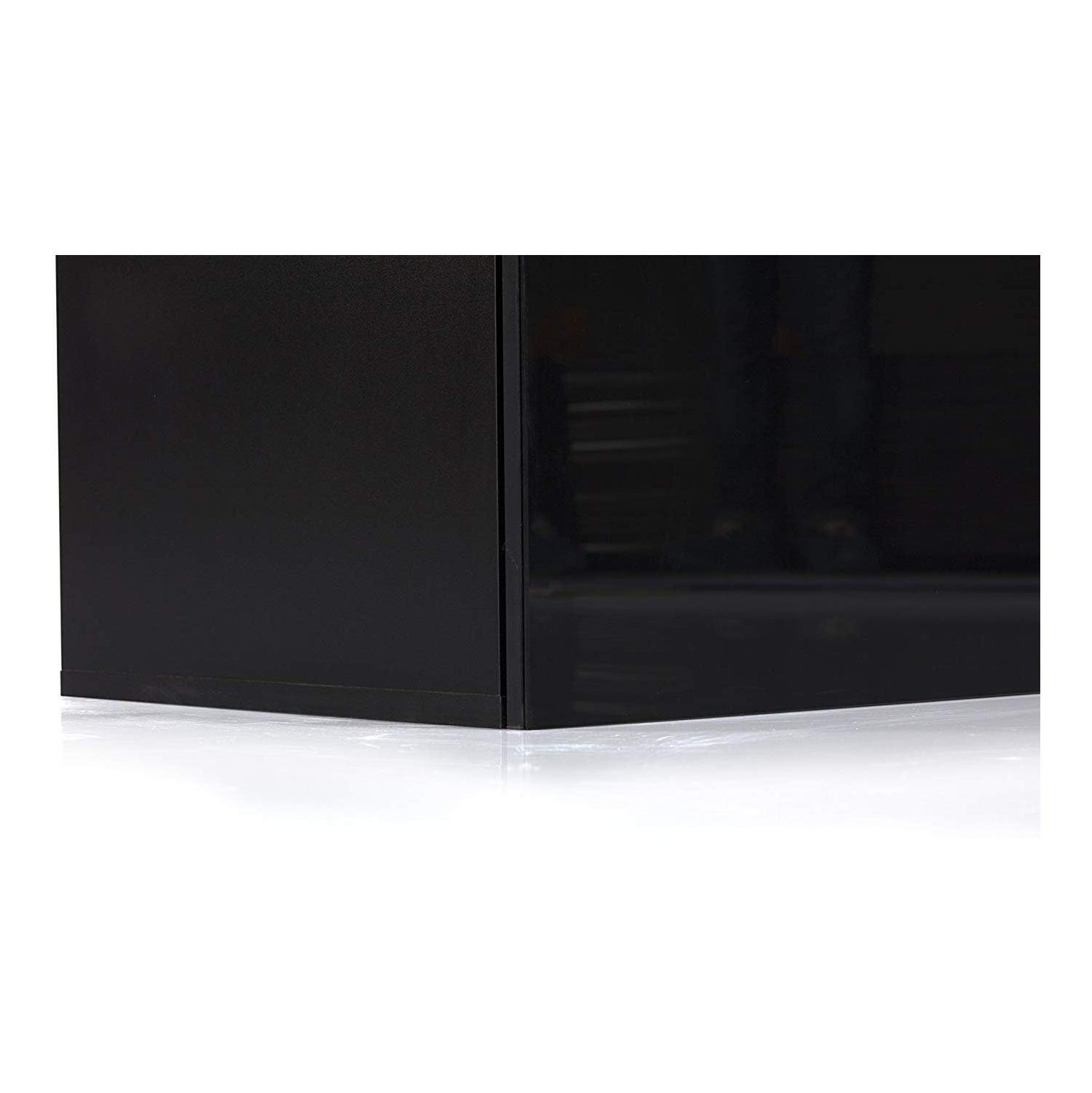 SONOROUS Studio ST-160B Wood and Glass Modern TV Stand with Hidden Wheels for Sizes up to 75" -Black