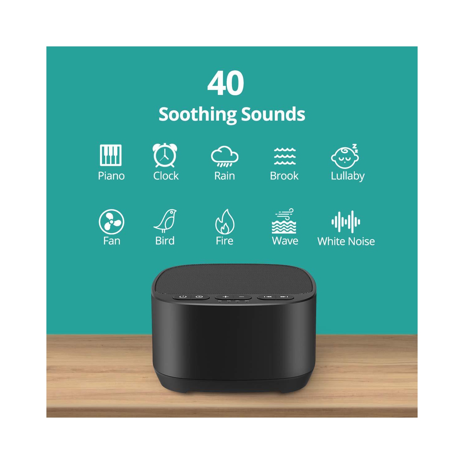 Magicteam Sleep Sound White Noise Machine with 40 Natural Soothing Sounds...