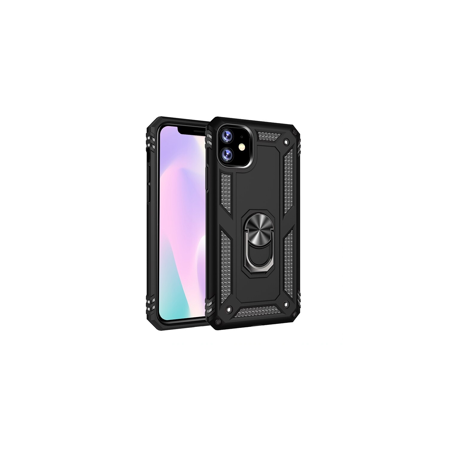 【CSmart】 Anti-Drop Hybrid Magnetic Hard Armor Case with Ring Holder for iPhone 11 (6.1"), Black